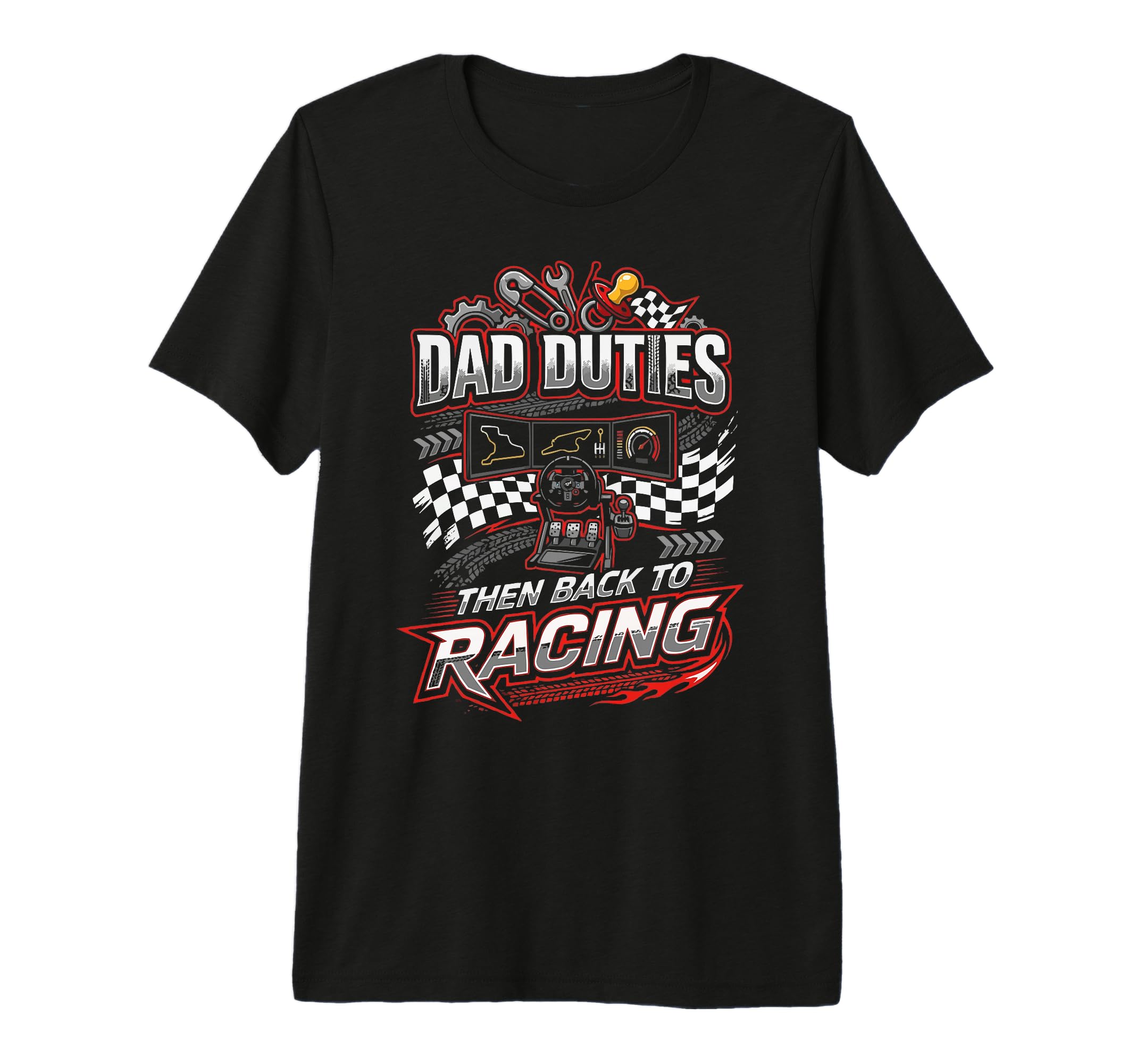 Mens Sim Racing Dad Virtual Racing T-Shirt - Minimalist Print for Adults - T-Shirt, Sweatshirt, Hoodie
