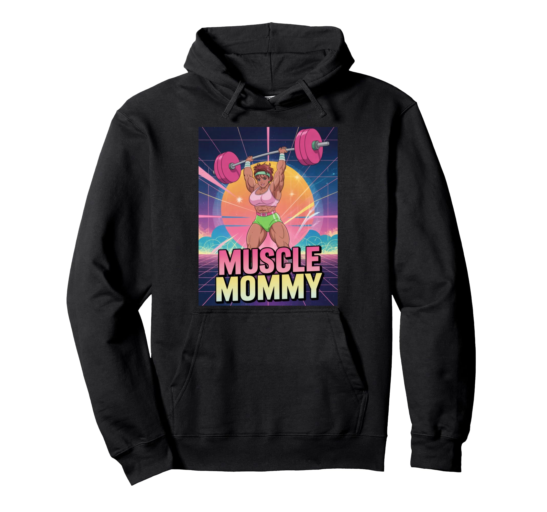 Anime Muscle Mommy Weightlifting Hoodie - Unique Graphic for Adults - T-Shirt, Sweatshirt, Hoodie