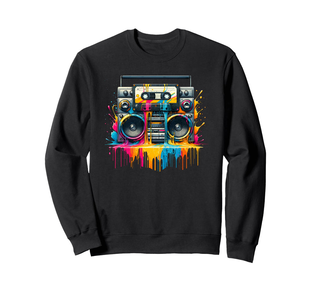 Dripping Paint Boombox Old School Sweatshirt - Minimalist Print Men Women - T-Shirt, Sweatshirt, Hoodie