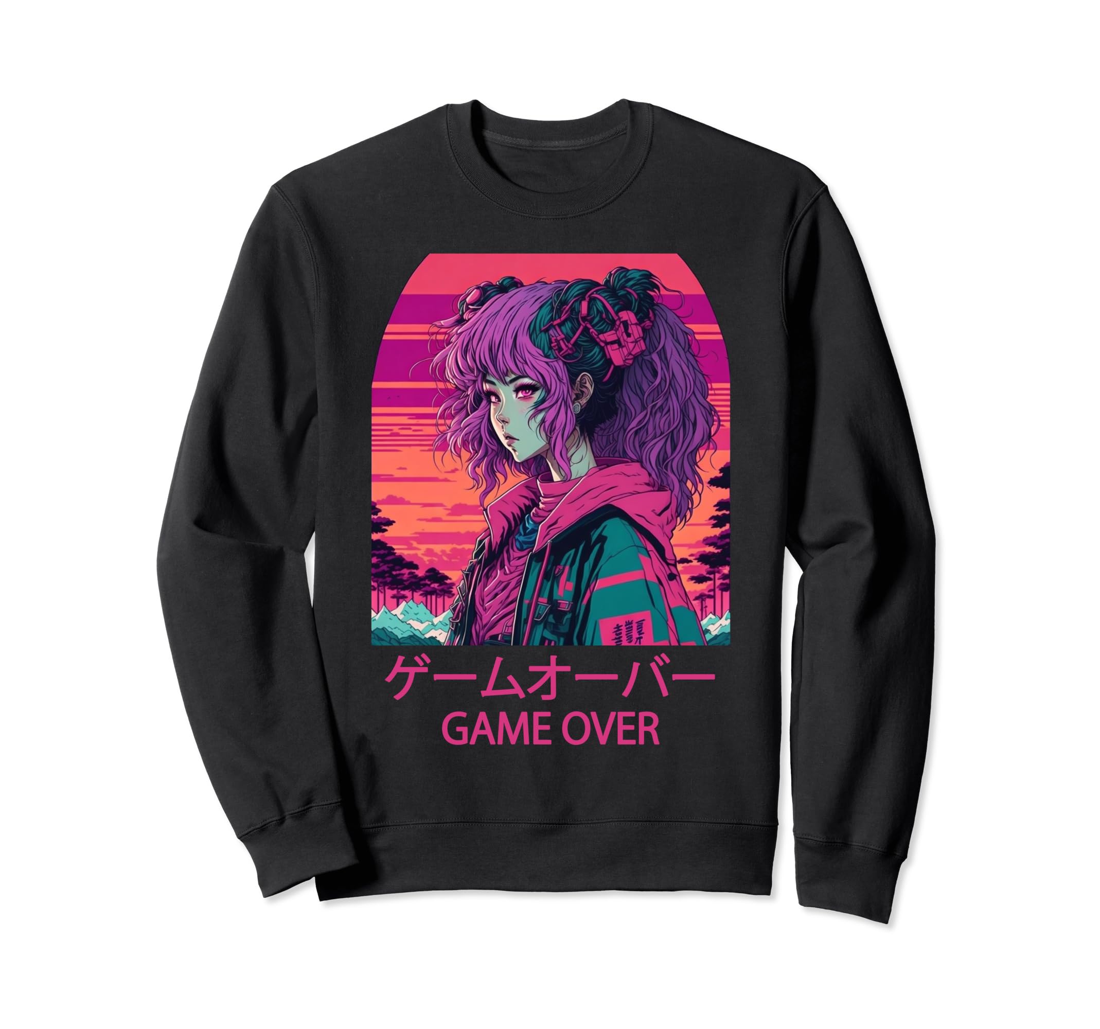 Anime Game Over Indie Aesthetic Sweatshirt - Novelty Apparel for Adults - T-Shirt, Sweatshirt, Hoodie