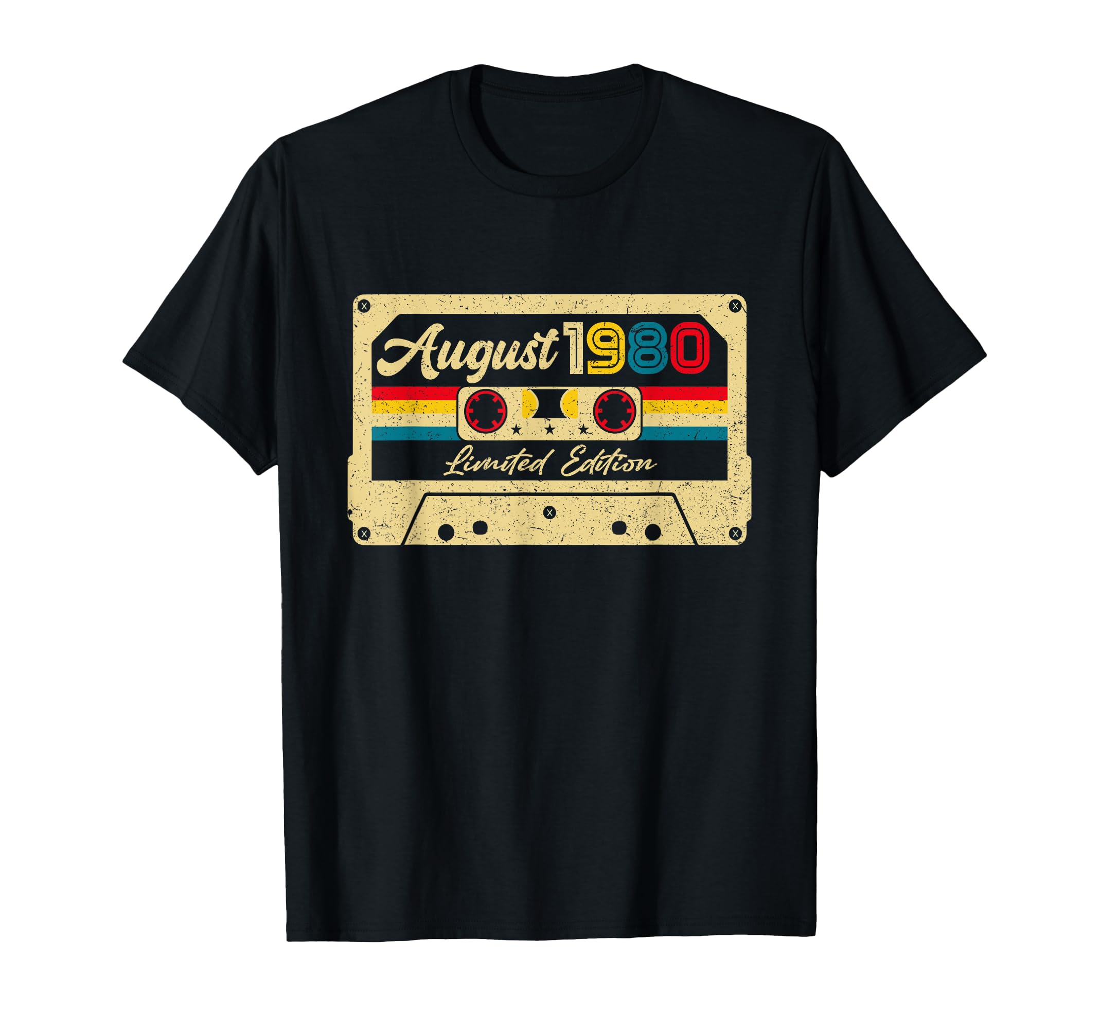Born August 1980 Birthday Cassette Tape T-Shirt - Trendy Graphic Unisex - T-Shirt, Sweatshirt, Hoodie