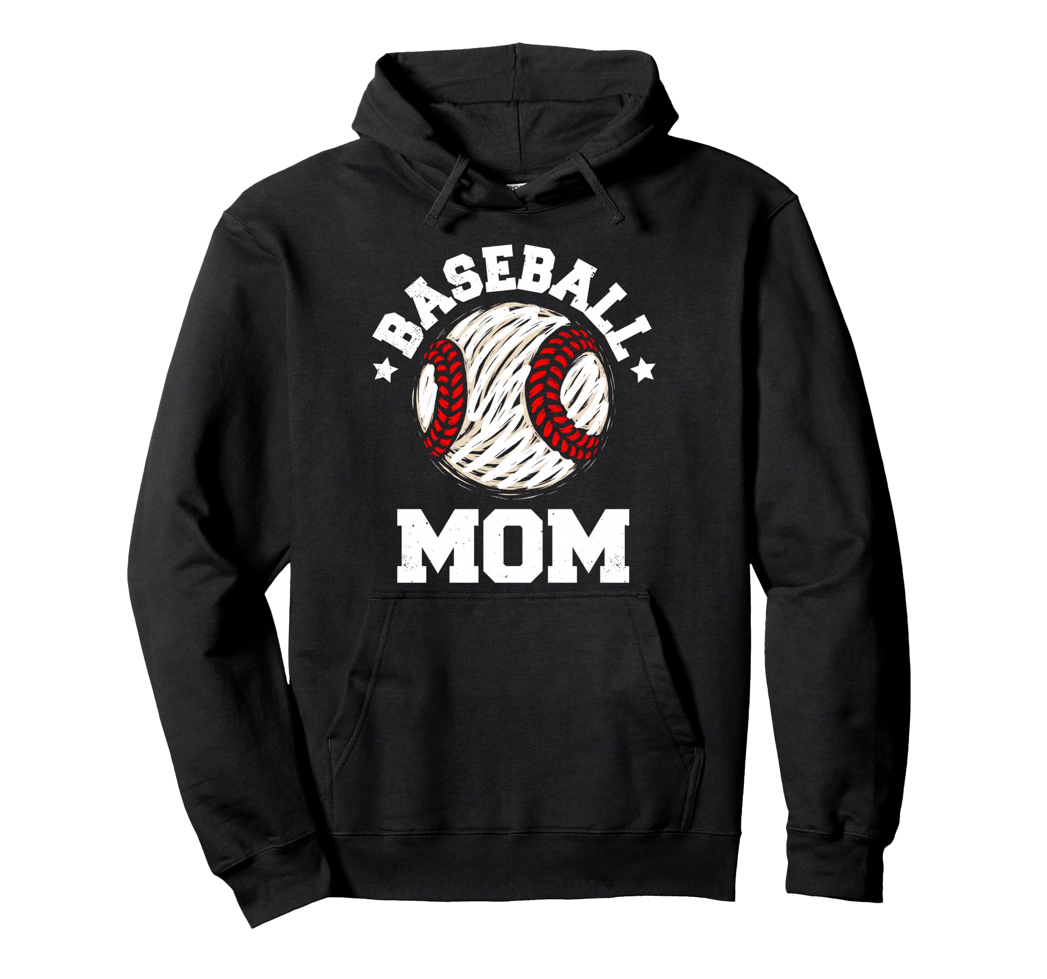 Baseball Mom Distressed Funny Baseball Hoodie - Novelty Apparel for Adults - T-Shirt, Sweatshirt, Hoodie