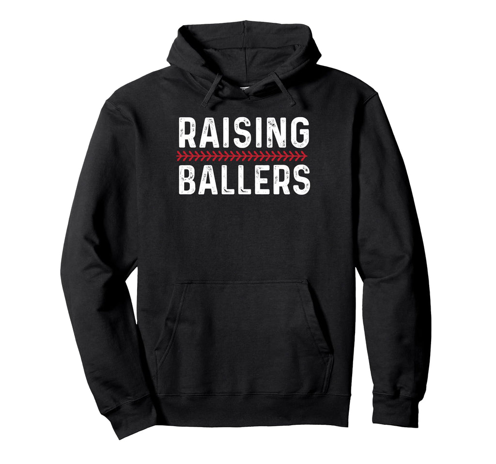 Raising Ballers Funny Mom Baseball Hoodie - Unique Graphic Men Women - T-Shirt, Sweatshirt, Hoodie