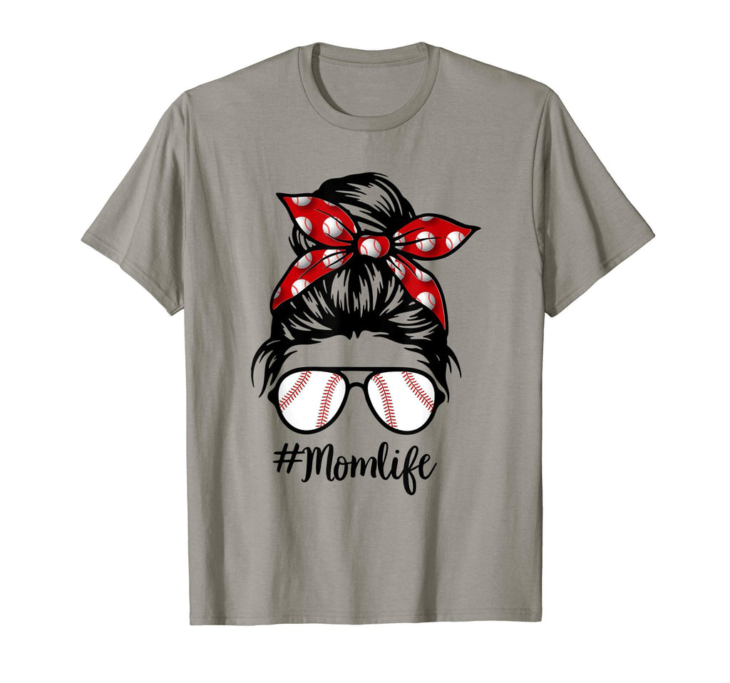 Baseball Mom Messy Bun Life Hair Glasses T-Shirt - Streetwear Style Unisex - T-Shirt, Sweatshirt, Hoodie
