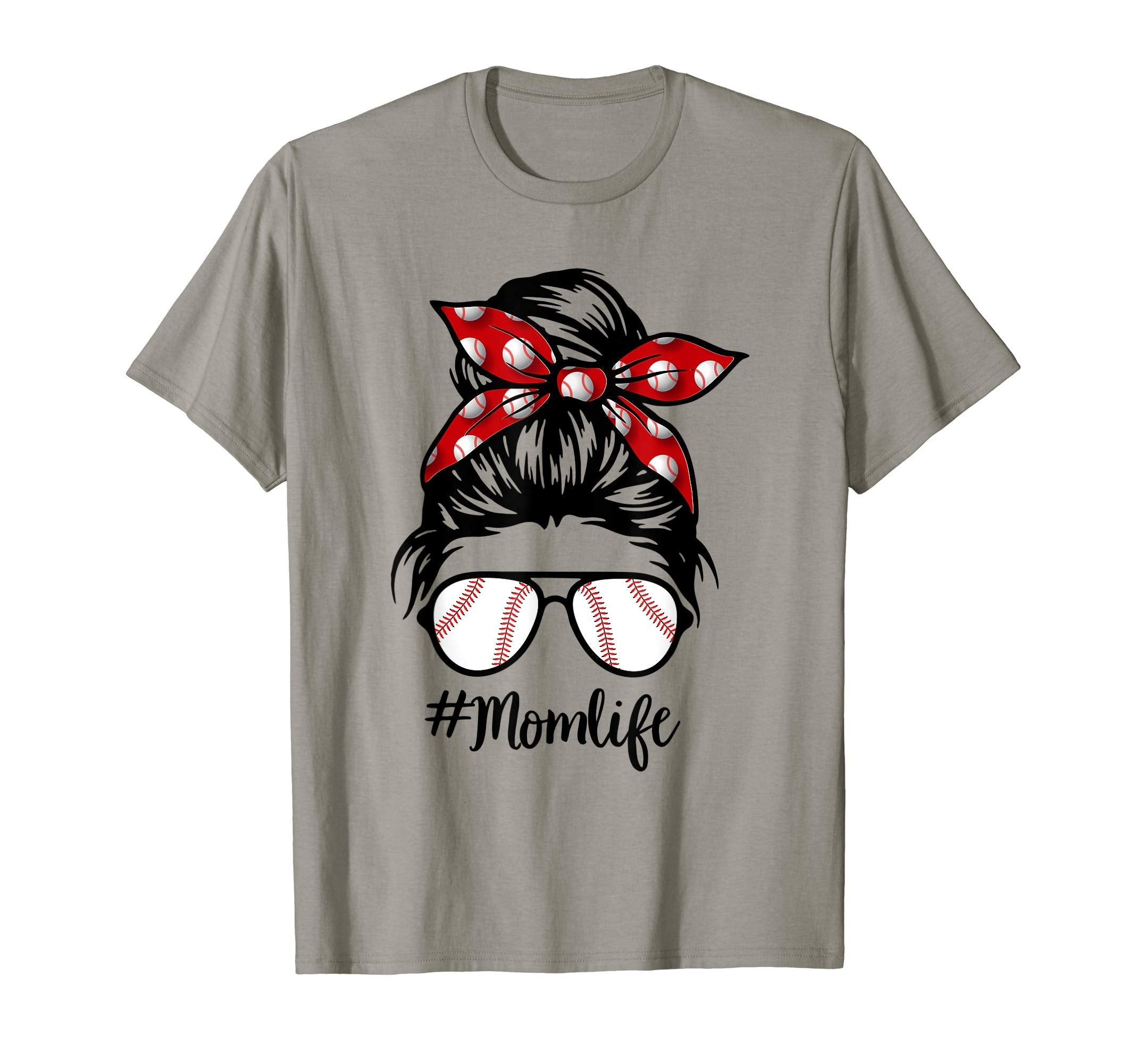 Baseball Mom Messy Bun Life Hair Glasses T-Shirt - Streetwear Style Unisex - T-Shirt, Sweatshirt, Hoodie