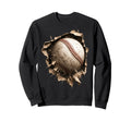 Baseball Softball Torn Fabric Sweatshirt - Fun Novelty Design Men Women - T-Shirt, Sweatshirt, Hoodie