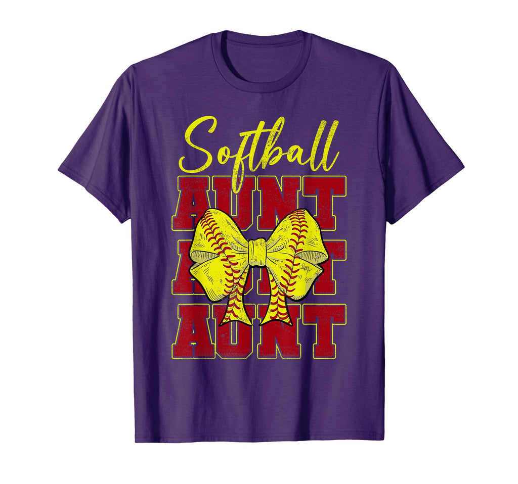 Softball Aunt Coquette Bow Sport Lover T-Shirt - Graphic Print Men Women - T-Shirt, Sweatshirt, Hoodie
