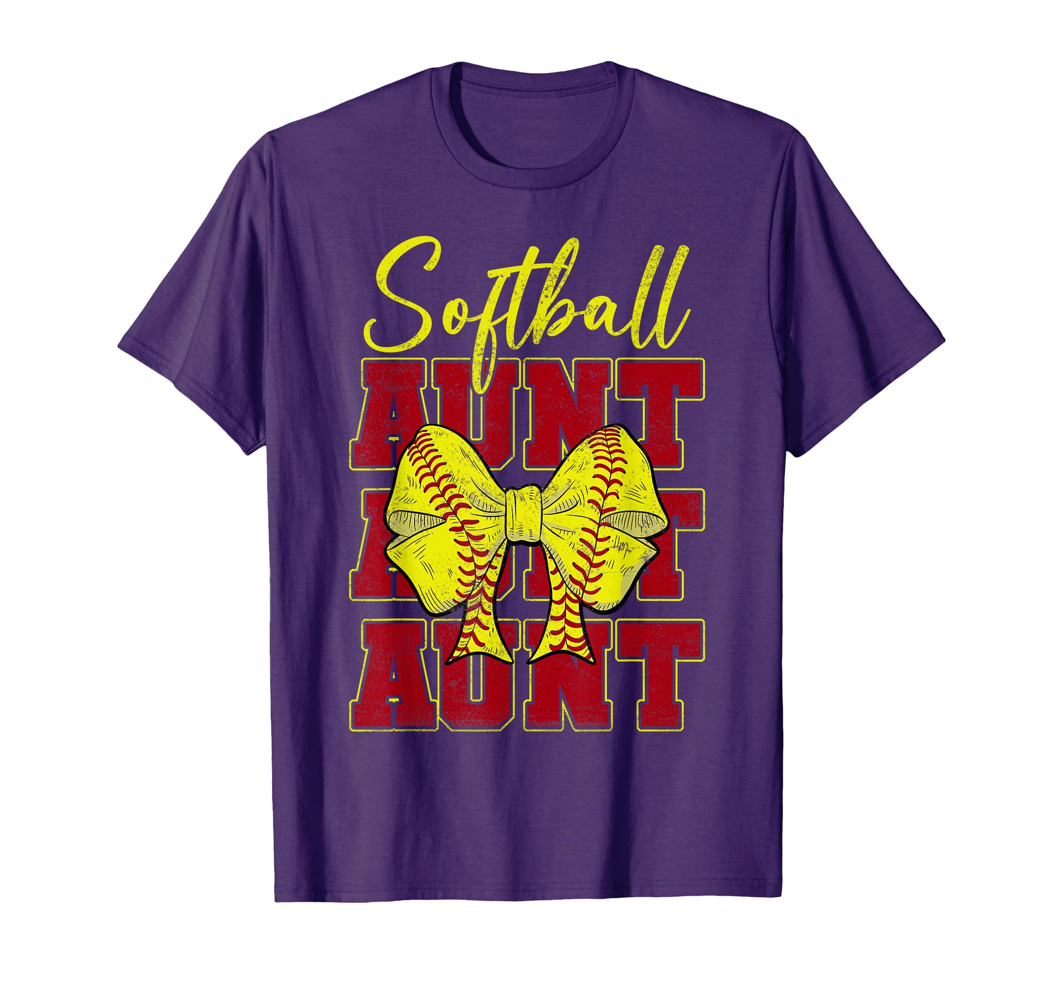 Softball Aunt Coquette Bow Sport Lover T-Shirt - Graphic Print Men Women - T-Shirt, Sweatshirt, Hoodie