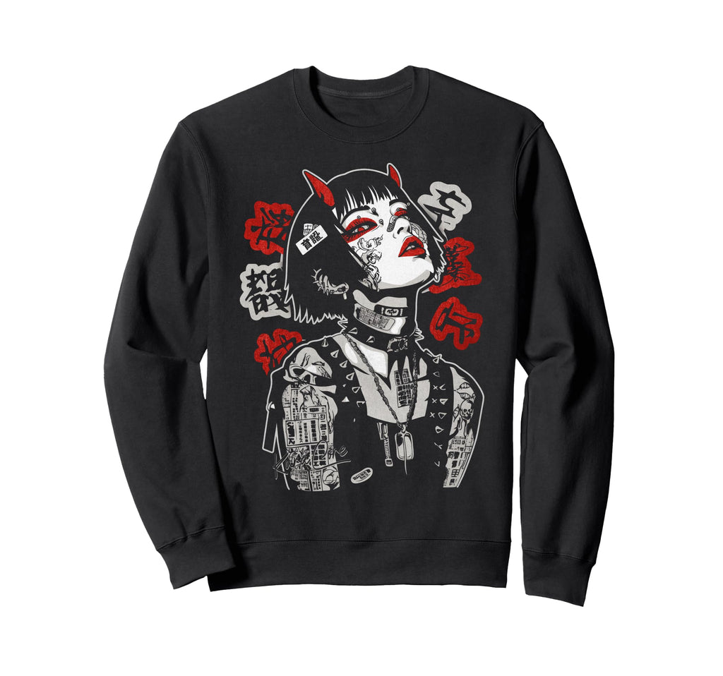 Japanese Streetwear Cyberpunk Sweatshirt - Fun Novelty Design for Adults - T-Shirt, Sweatshirt, Hoodie
