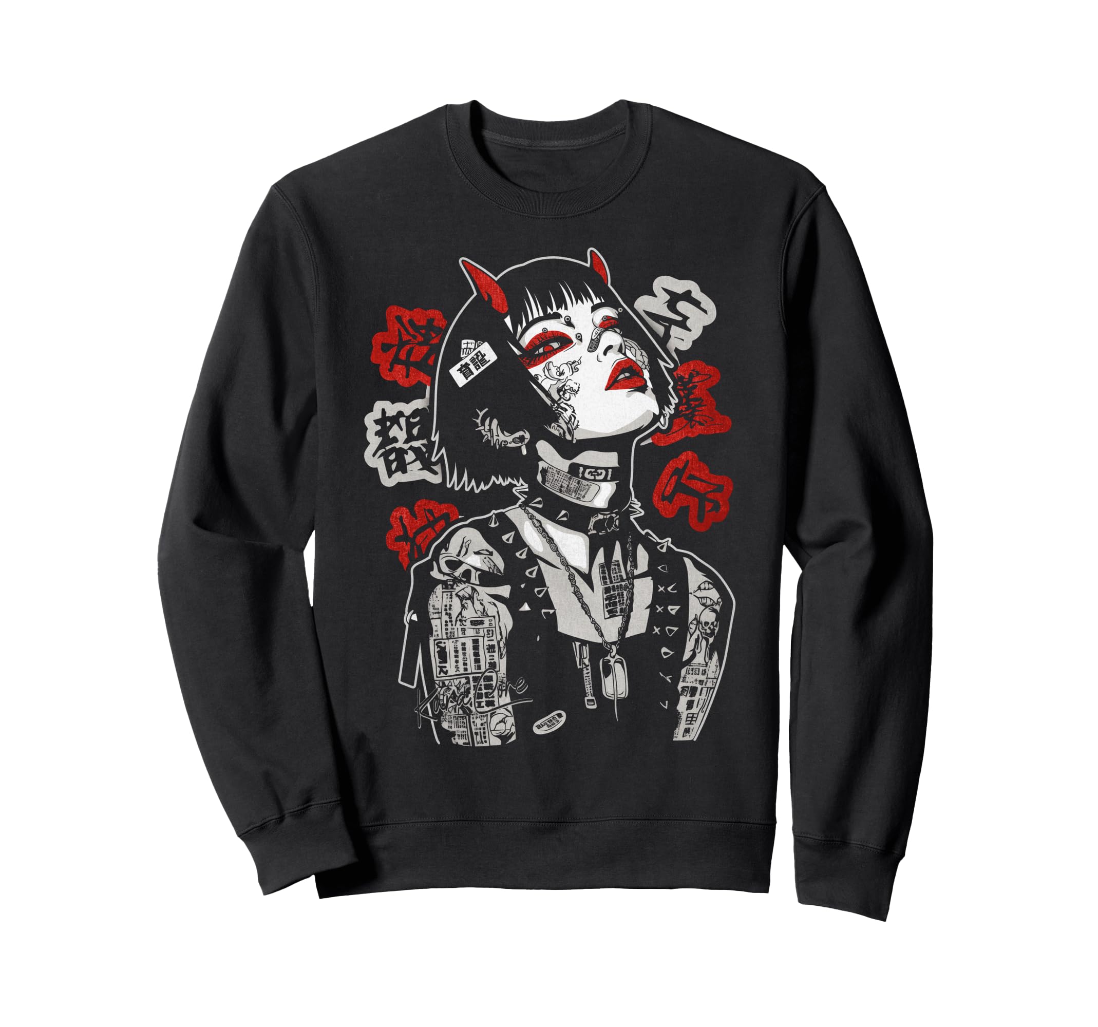Japanese Streetwear Cyberpunk Sweatshirt - Fun Novelty Design for Adults - T-Shirt, Sweatshirt, Hoodie