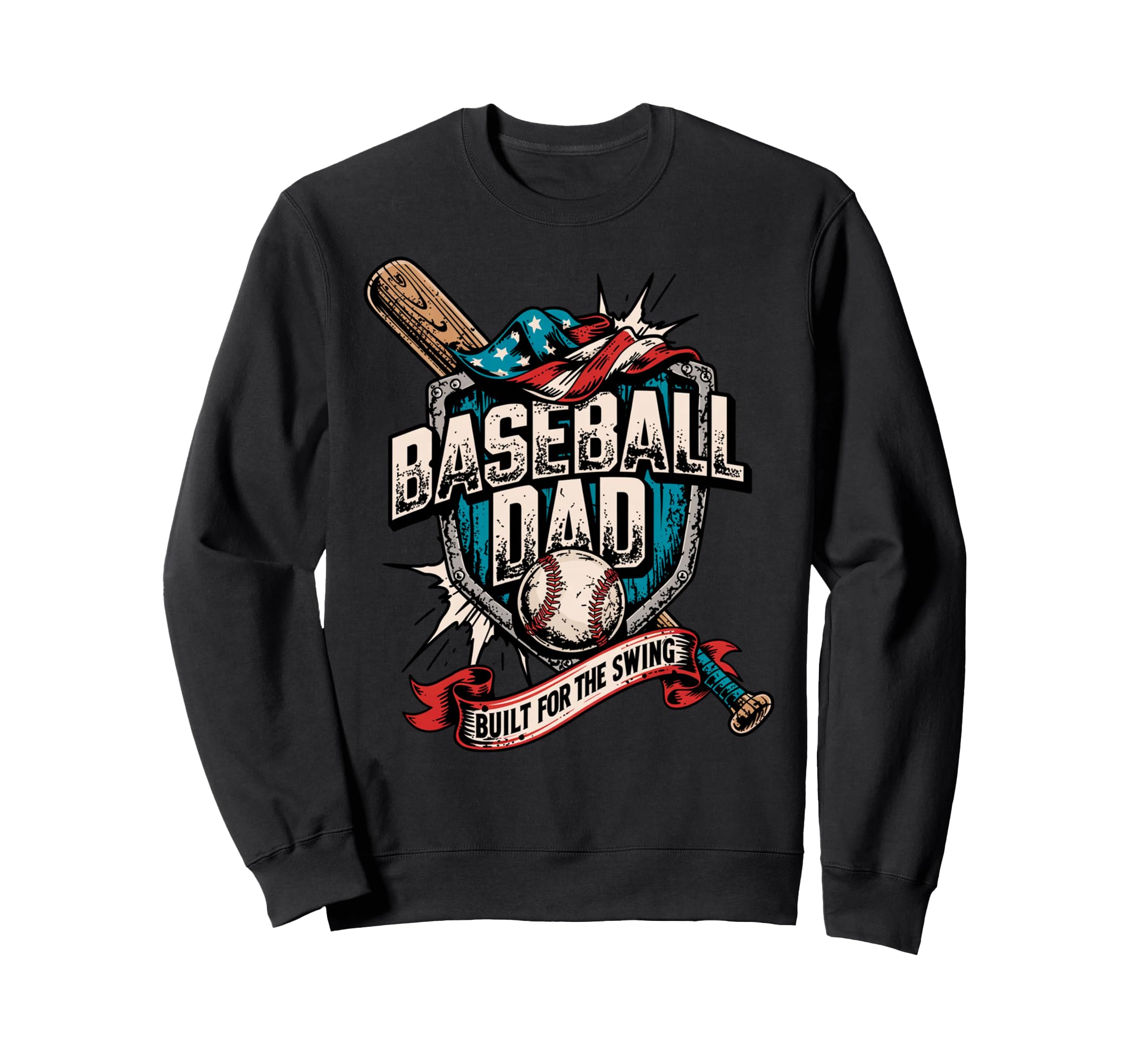 Funny Patriotic Baseball Dad Sweatshirt - Custom Art Print for Adults - T-Shirt, Sweatshirt, Hoodie