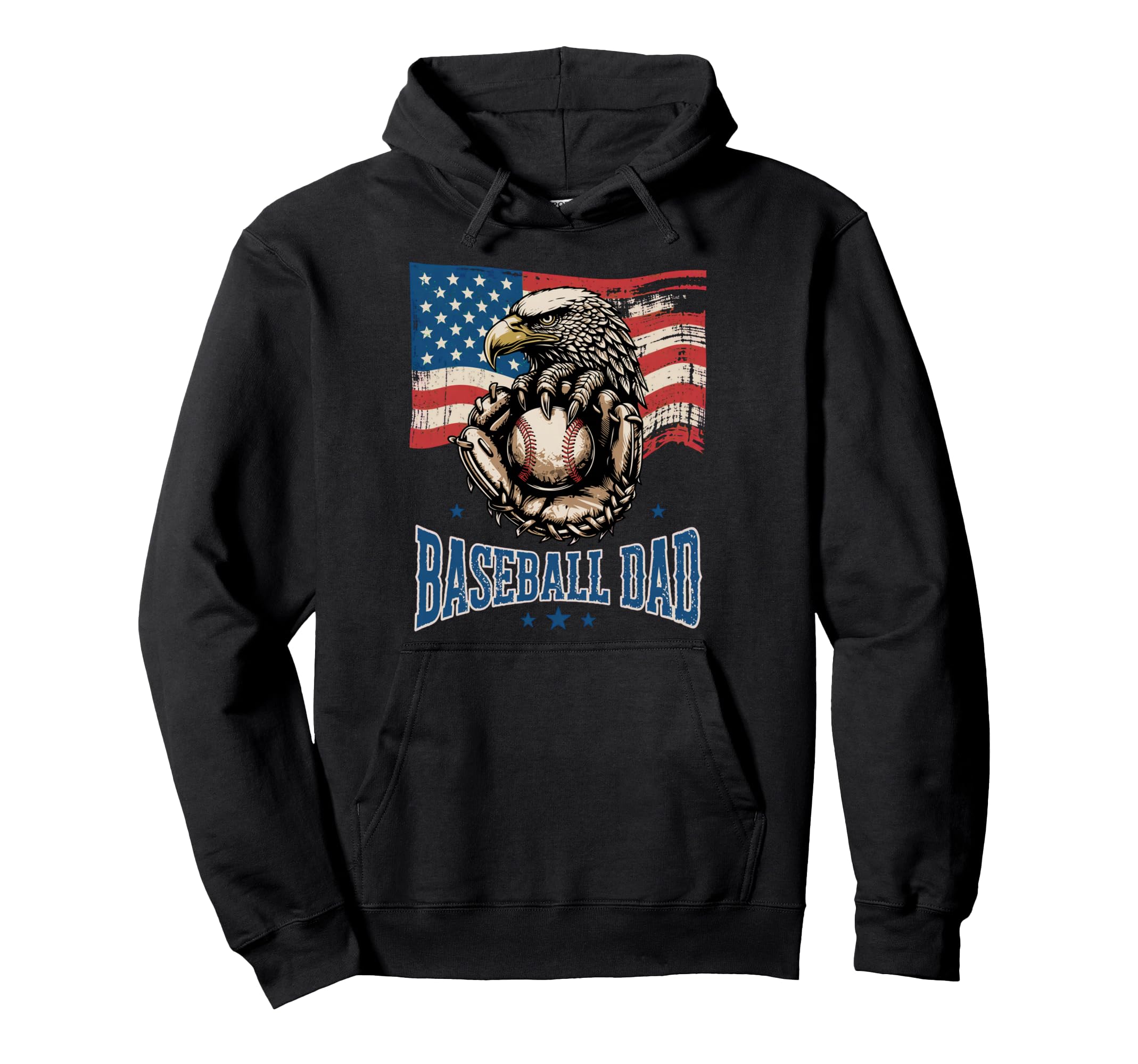 Patriotic Baseball Dad Usa Flag Baseball Hoodie - Graphic Print Unisex - T-Shirt, Sweatshirt, Hoodie
