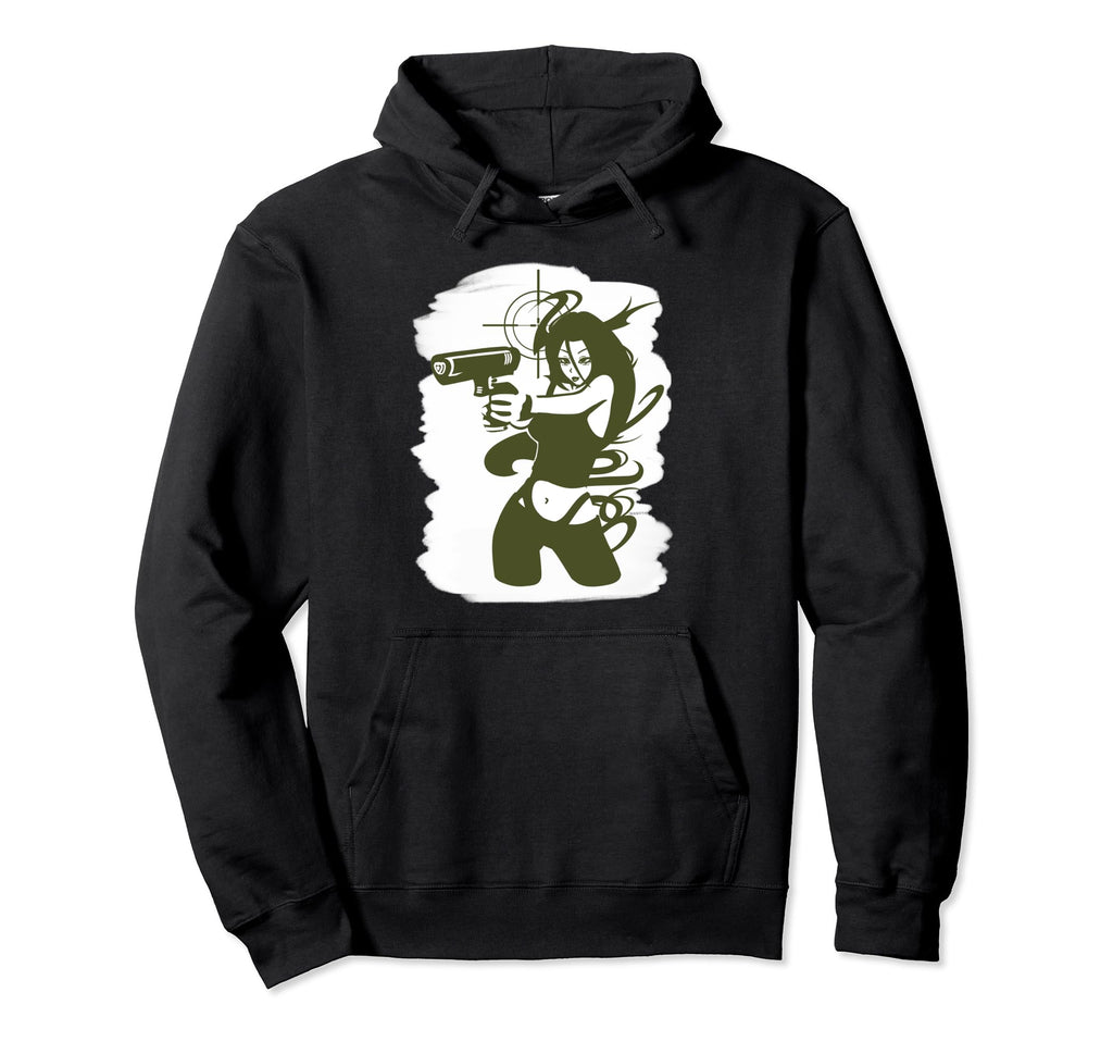 Spy And Heart Gun Female Secret Agent Hoodie - Unique Graphic Unisex - T-Shirt, Sweatshirt, Hoodie