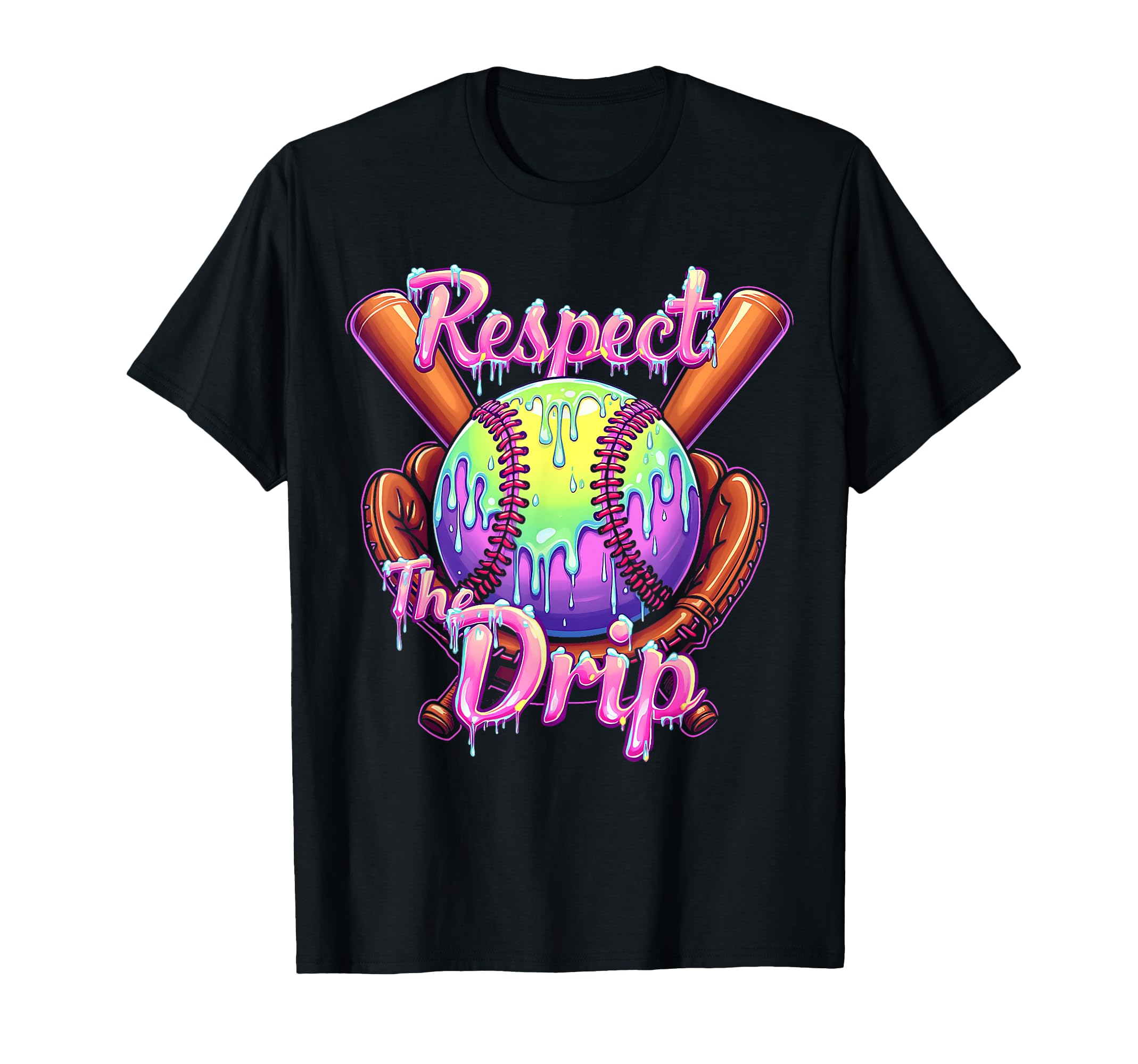 Baseball Drip Respect Drip Purple Ice T-Shirt - Graphic Print Men Women - T-Shirt, Sweatshirt, Hoodie