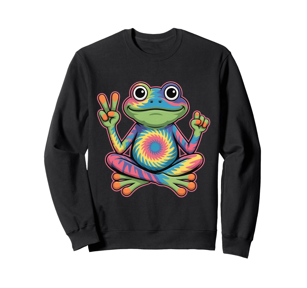Tie Dye Frog Peace Sign Psychedelic Sweatshirt - Streetwear Style Unisex - T-Shirt, Sweatshirt, Hoodie