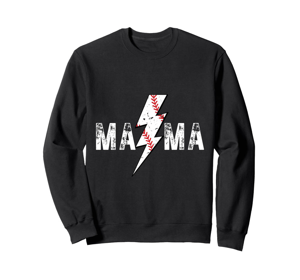 Baseball Mama Thunderbolt Sweatshirt - Fun Novelty Design Men Women - T-Shirt, Sweatshirt, Hoodie