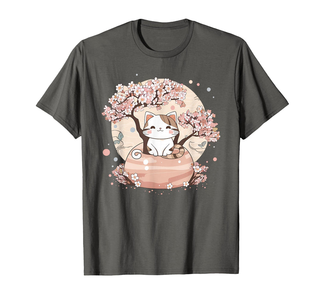 Cherry Blossom Tree Cat Japanese T-Shirt - Trendy Graphic for Adults - T-Shirt, Sweatshirt, Hoodie