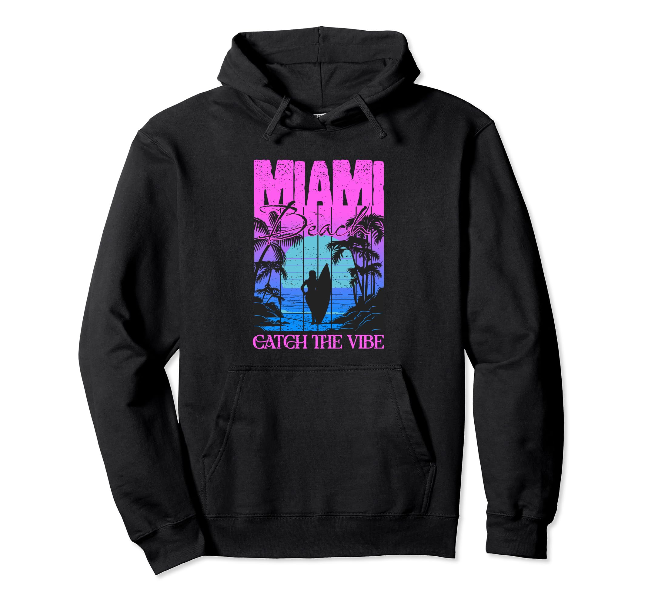 Miami Beach Souvenir Vaporwave Hoodie - Aesthetic Graphic Men Women - T-Shirt, Sweatshirt, Hoodie