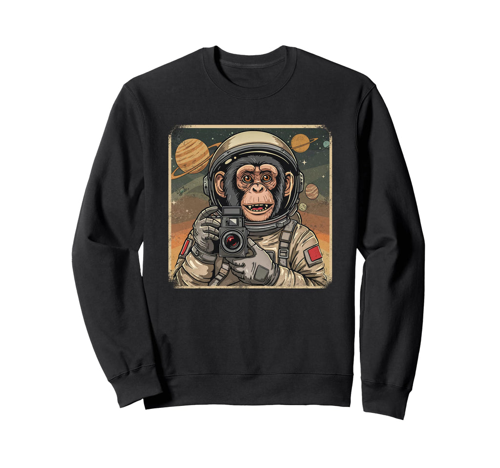 Astronaut Monkey Space Travel Old Sweatshirt - Minimalist Print for Adults - T-Shirt, Sweatshirt, Hoodie