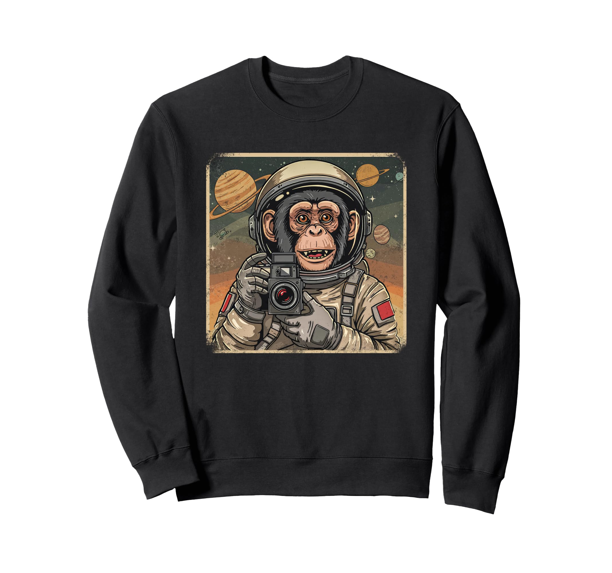 Astronaut Monkey Space Travel Old Sweatshirt - Minimalist Print for Adults - T-Shirt, Sweatshirt, Hoodie