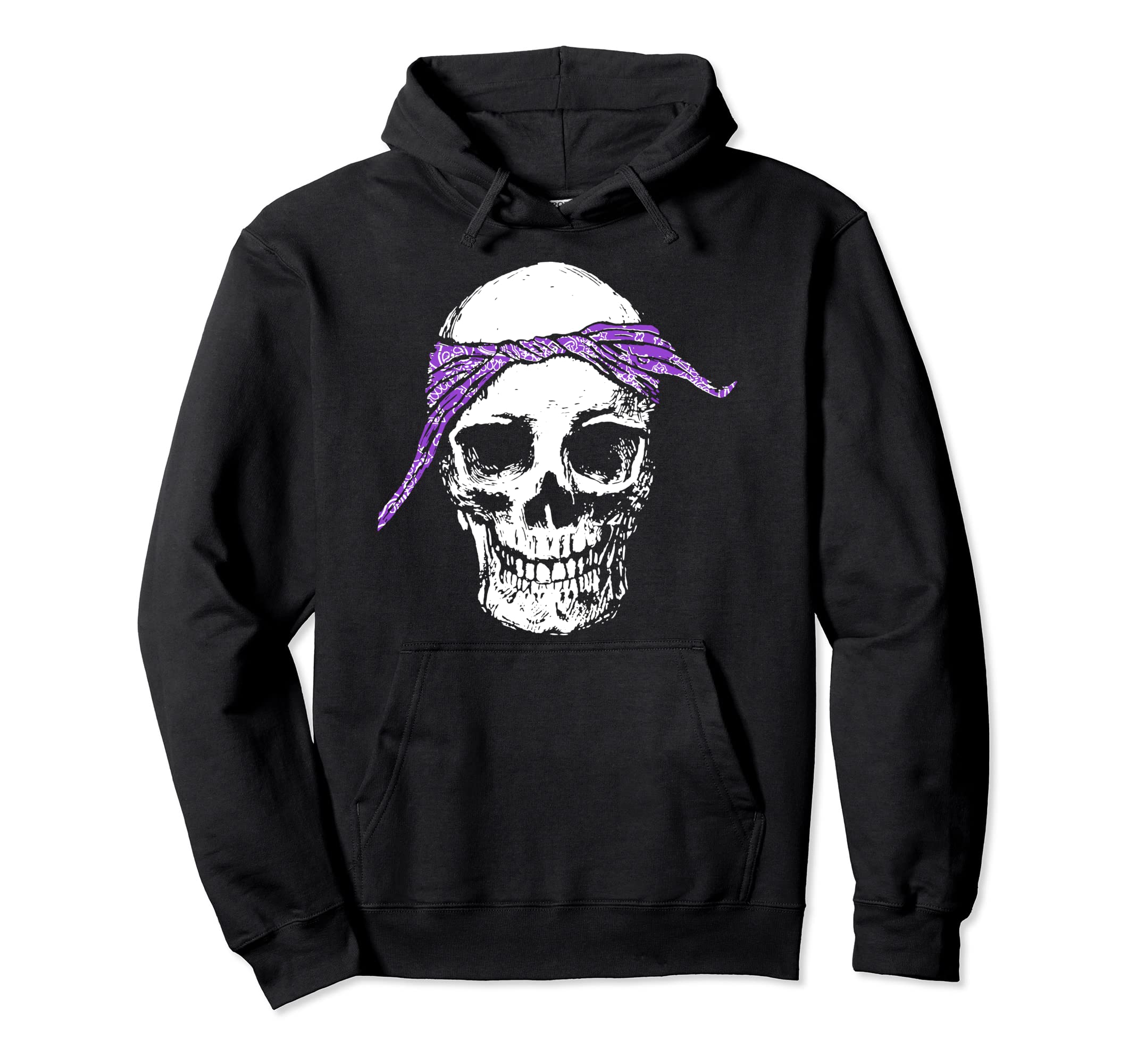 Hiphop Skull Purple Do Rag Bandana Hoodie - Aesthetic Graphic Men Women - T-Shirt, Sweatshirt, Hoodie