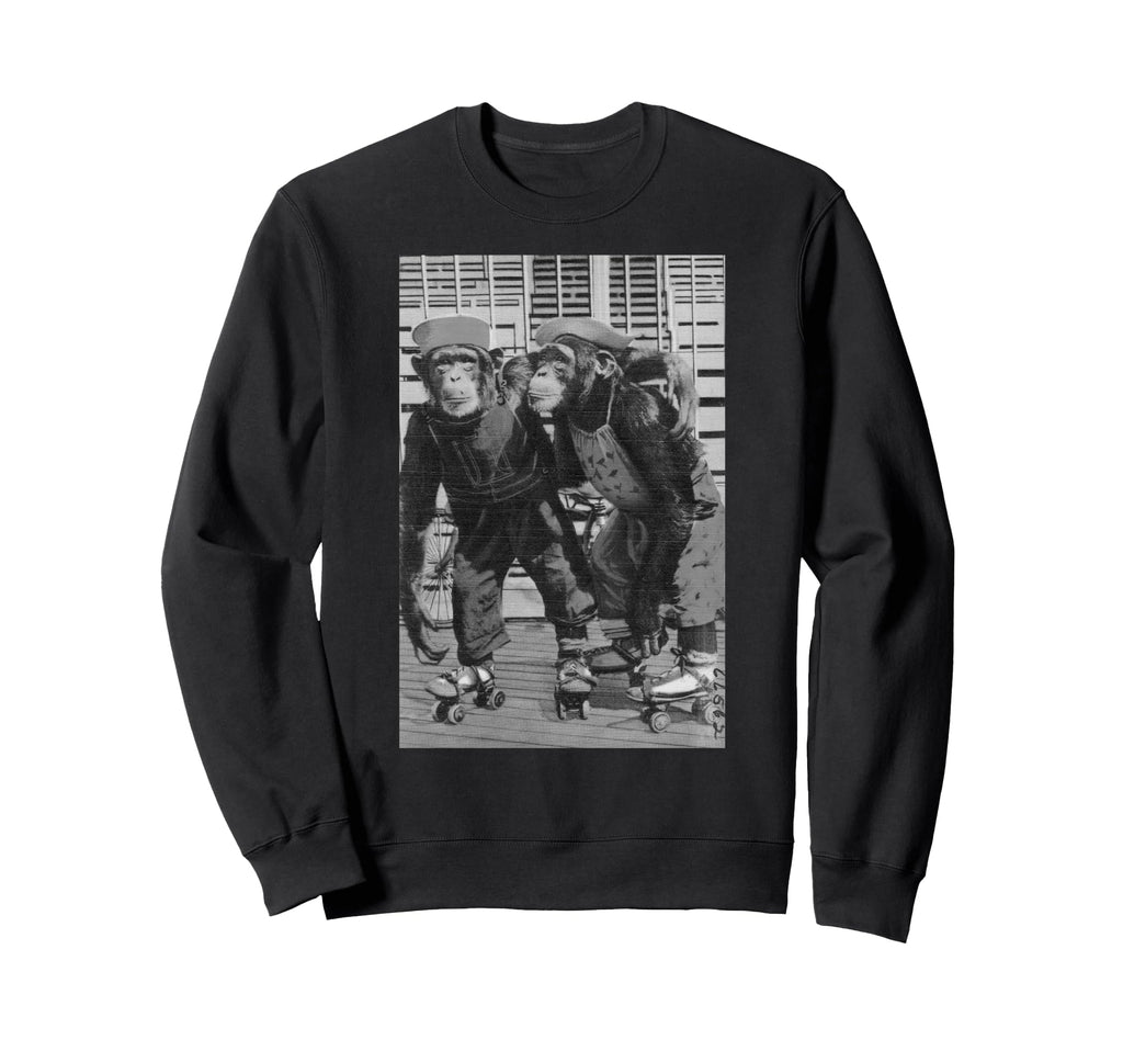 Roller Skate Monkey Chimpanzee Sweatshirt - Novelty Apparel Men Women - T-Shirt, Sweatshirt, Hoodie