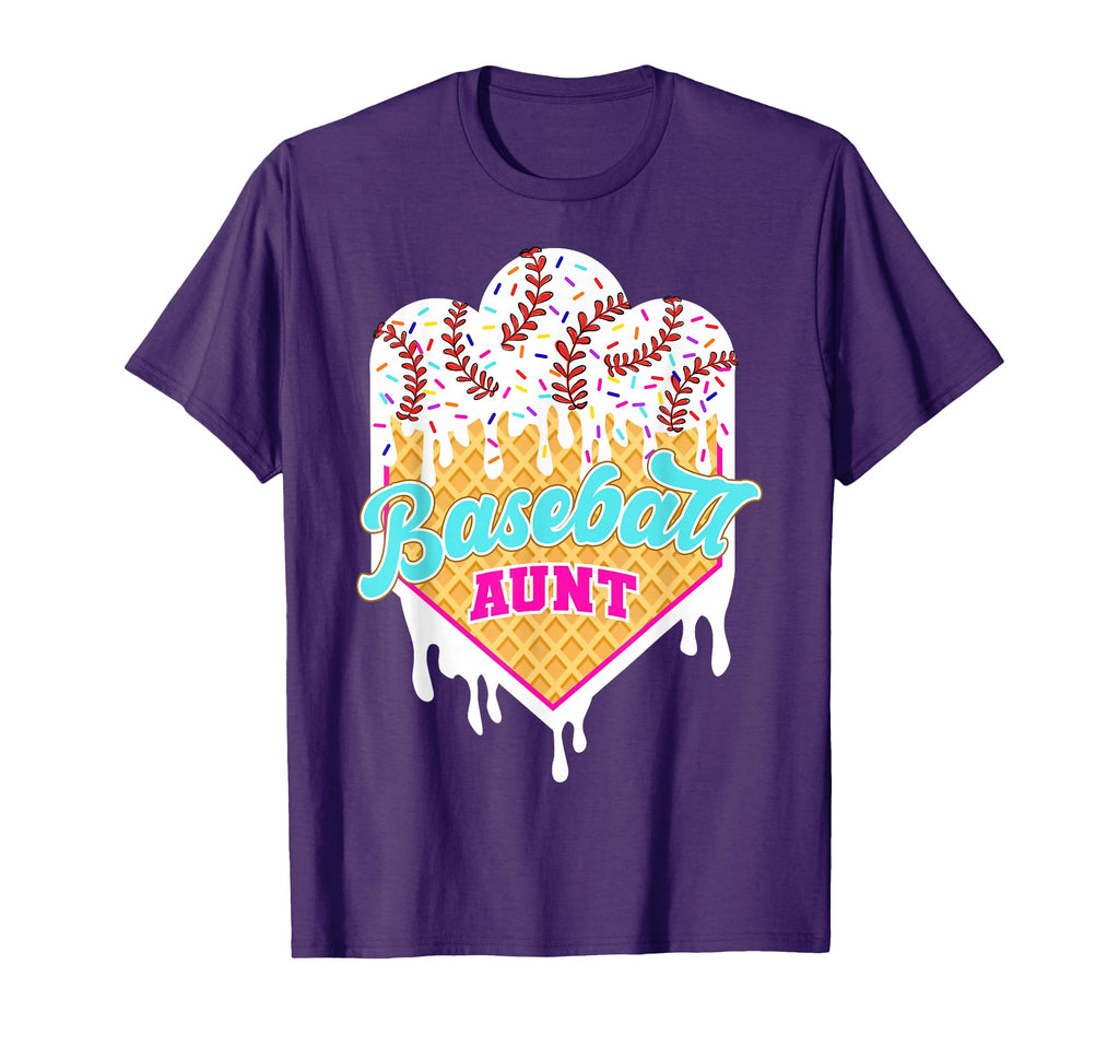 Baseball Aunt Ice Cream Drip Sweet T-Shirt - Minimalist Print for Adults - T-Shirt, Sweatshirt, Hoodie