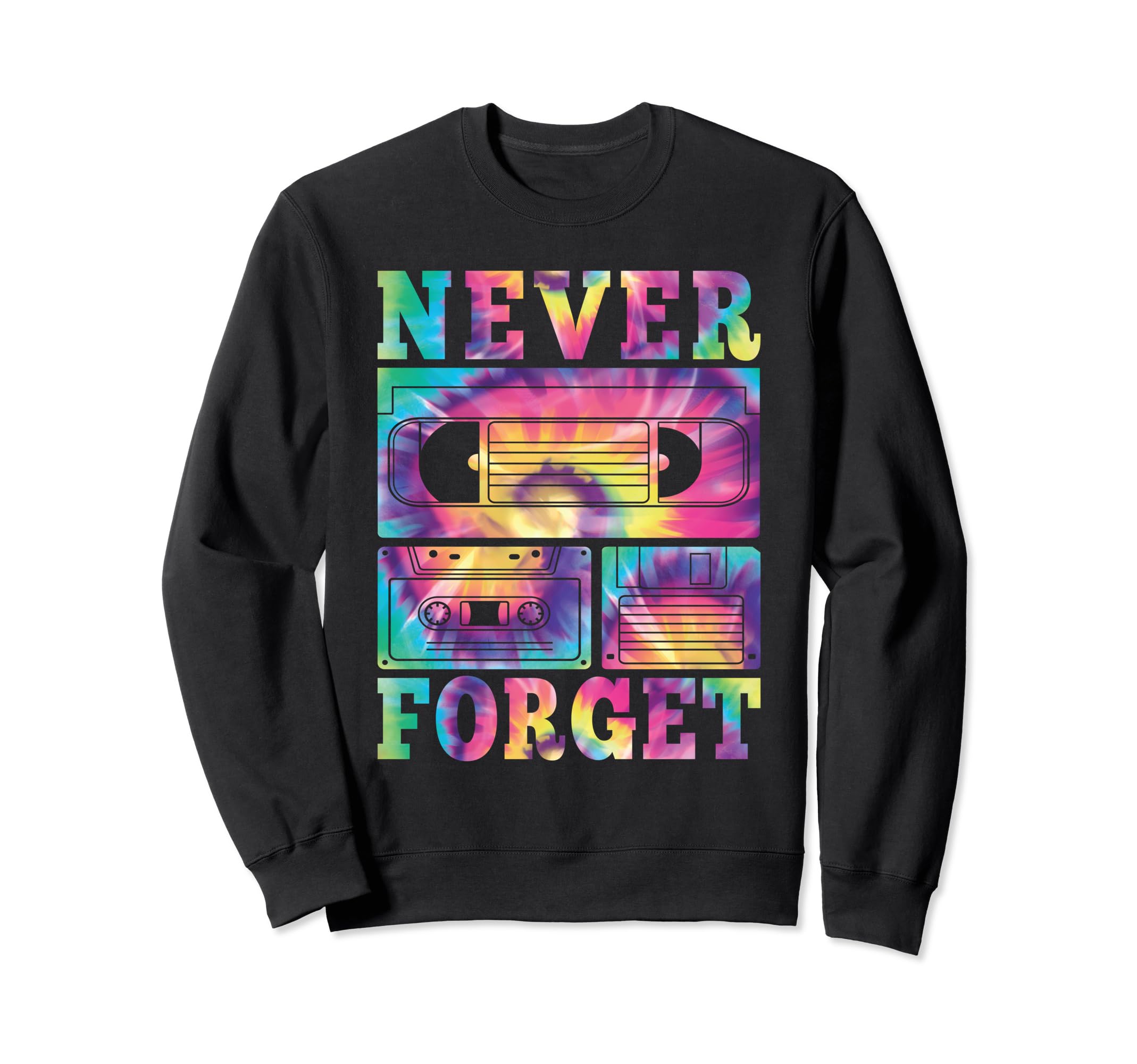 Never Forget 80S 90S Cassette Sweatshirt - Casual Everyday Wear for Adults - T-Shirt, Sweatshirt, Hoodie