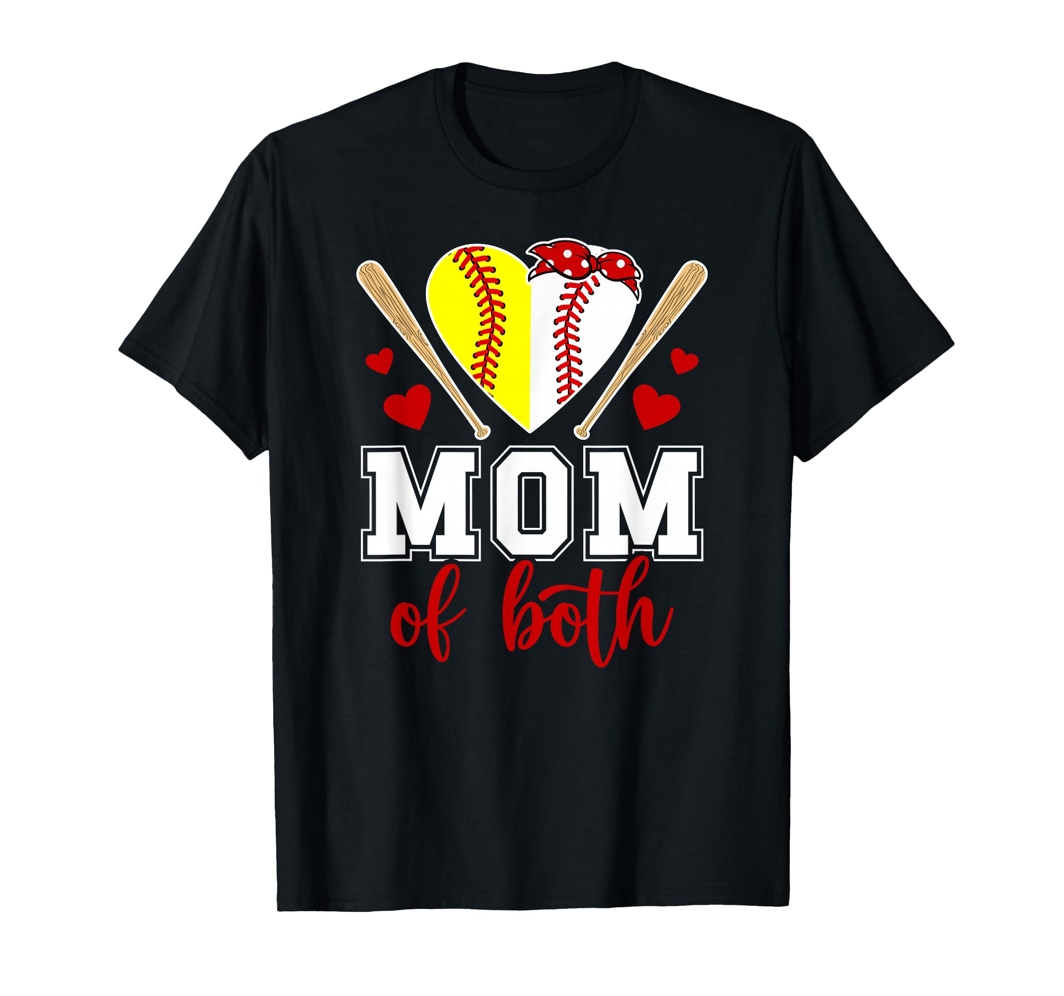 Mom Both Proud Softball Baseball Mom T-Shirt - Custom Art Print for Adults - T-Shirt, Sweatshirt, Hoodie
