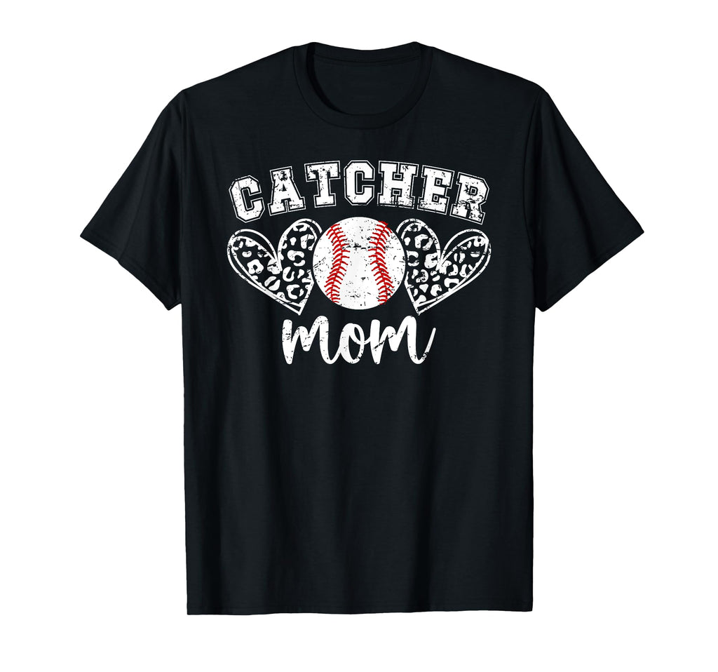 Baseball Catcher Mom Hearts Mom T-Shirt - Minimalist Print Men Women - T-Shirt, Sweatshirt, Hoodie