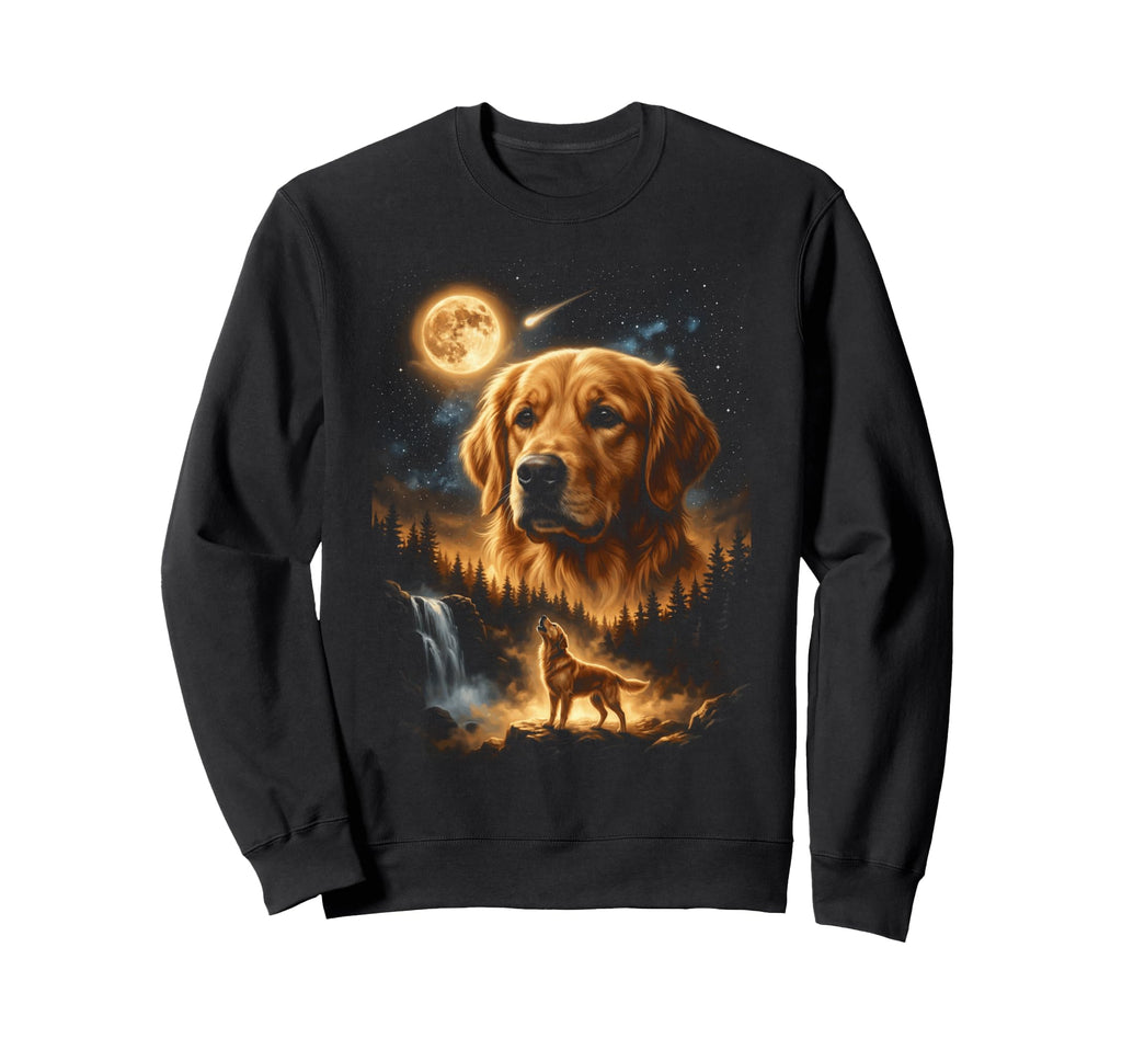 Howling Golden Retriever Moon Nature Sweatshirt - Custom Art Print Unisex - T-Shirt, Sweatshirt, Hoodie