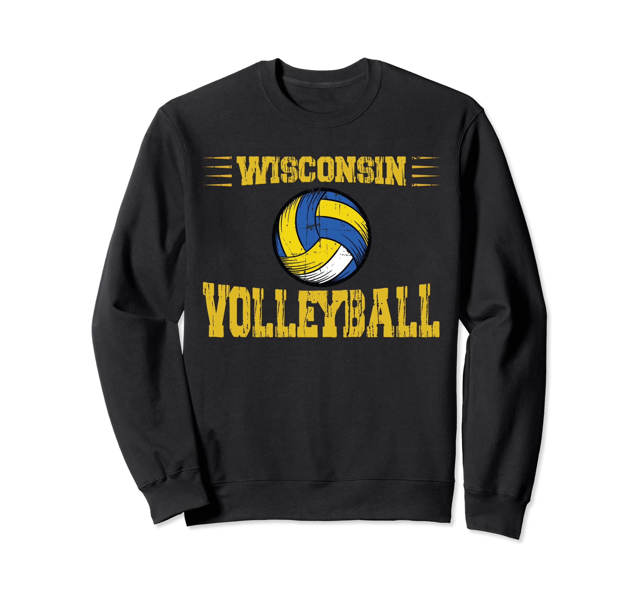 Wisconsin Volleyball Distressed Sweatshirt - Graphic Print for Adults - T-Shirt, Sweatshirt, Hoodie