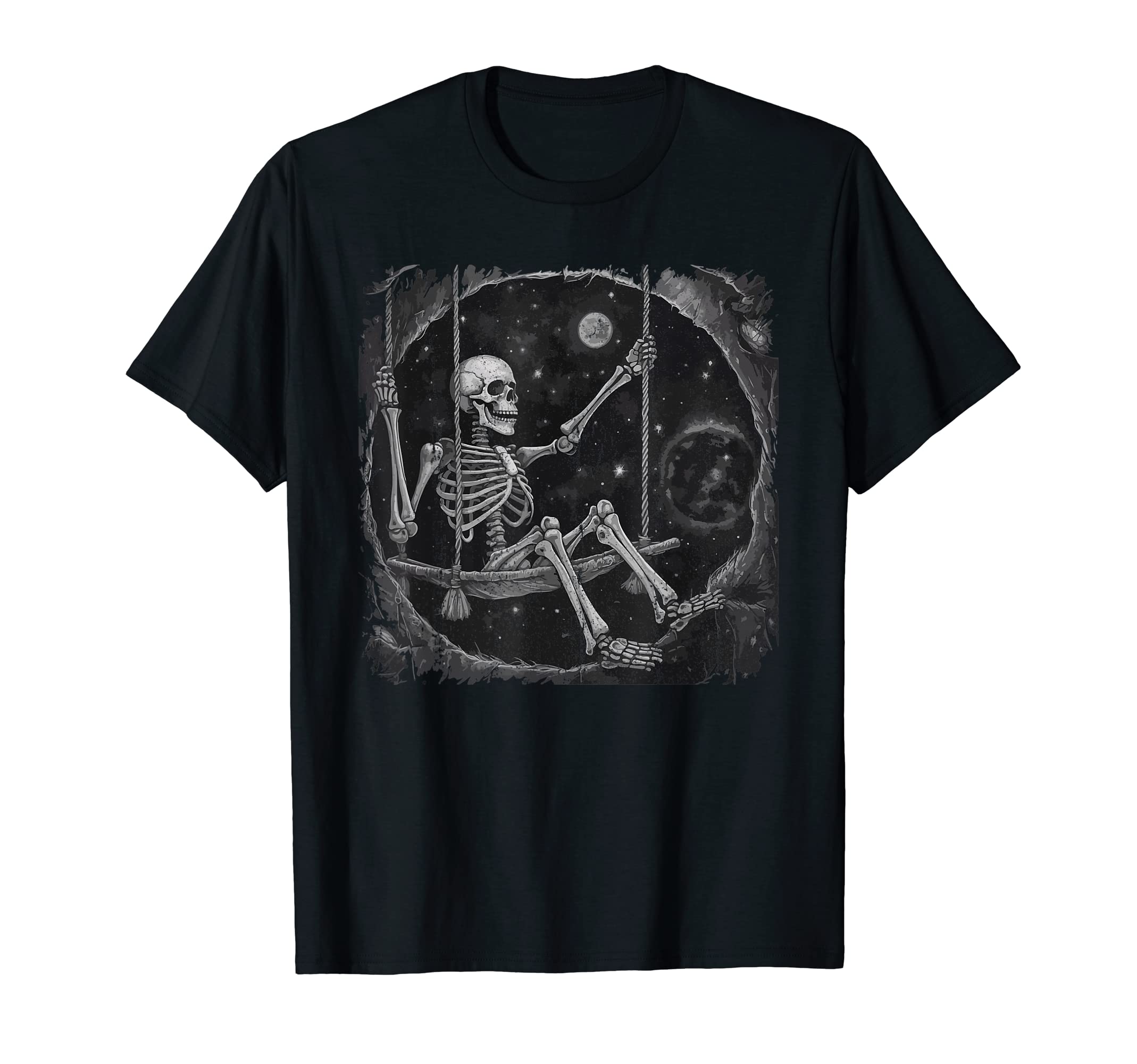 Rock Skeleton Moon Rock Emo Punk Gothic T-Shirt - Minimalist Print Unisex - T-Shirt, Sweatshirt, Hoodie