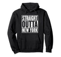 Straight Outta New York Distressed Hoodie - Minimalist Print for Adults - T-Shirt, Sweatshirt, Hoodie