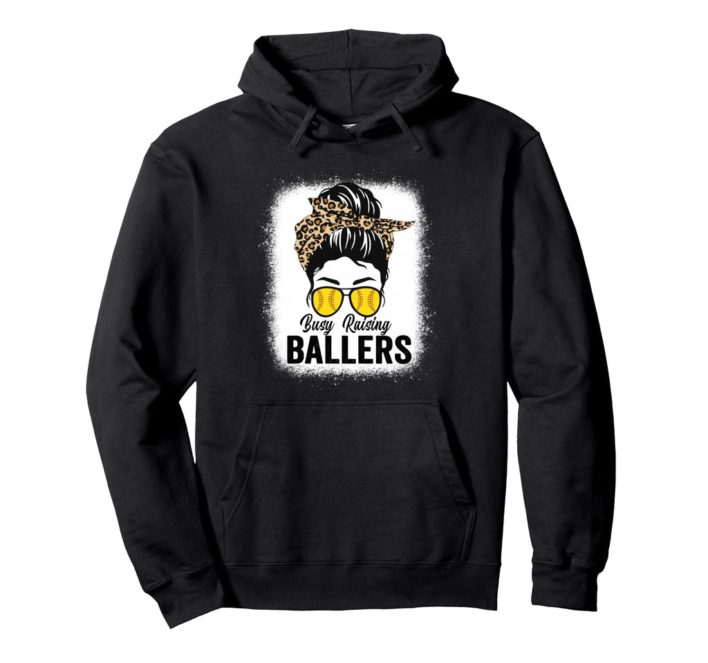 Busy Raising Ballers Softball Messy Hoodie - Casual Everyday Wear Unisex - T-Shirt, Sweatshirt, Hoodie