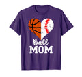 Ball Mom Heart Funny Baseball T-Shirt - Casual Everyday Wear Men Women - T-Shirt, Sweatshirt, Hoodie