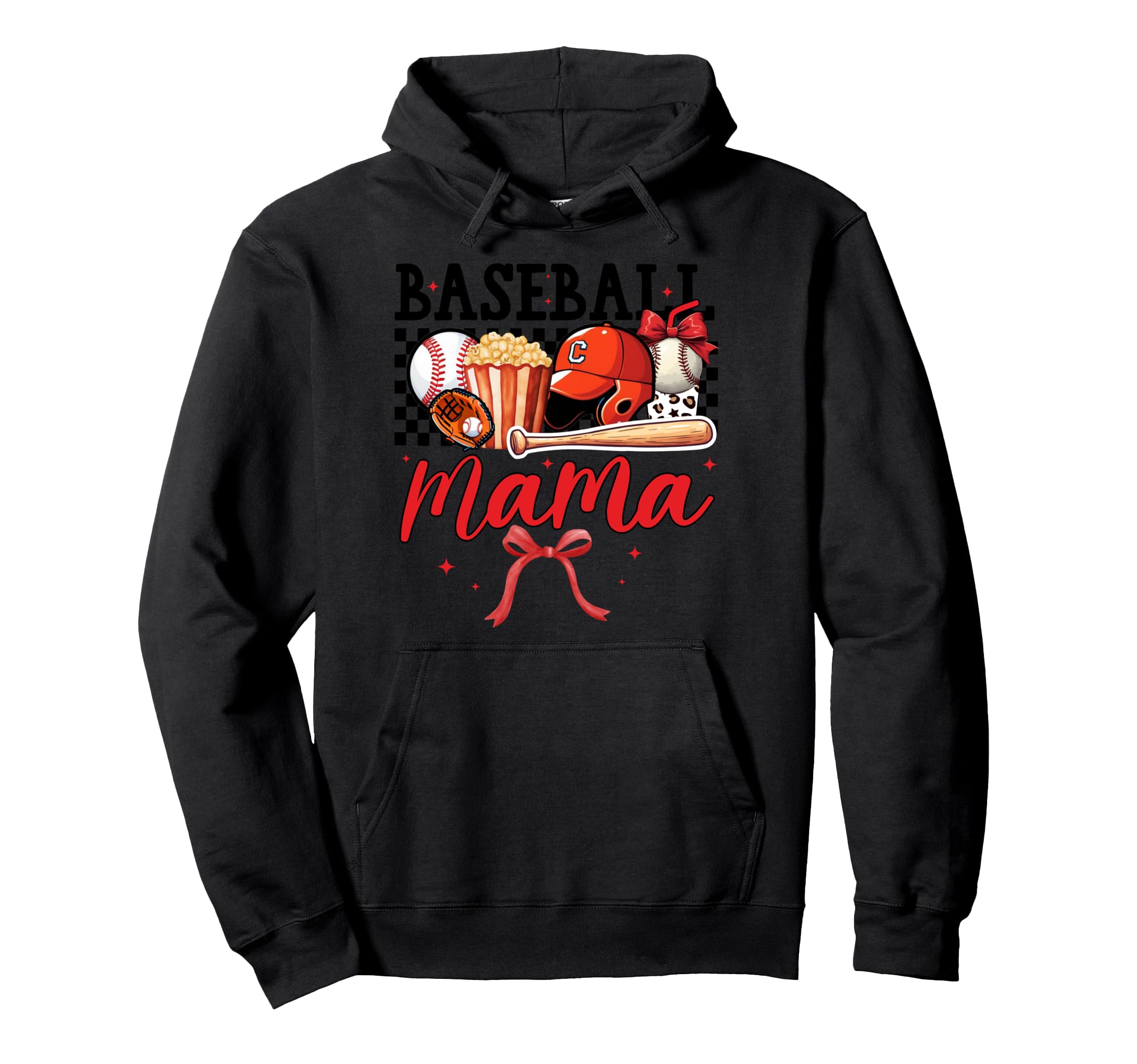 Mama Baseball Softball Popcorn Bat Hoodie - Trendy Graphic for Adults - T-Shirt, Sweatshirt, Hoodie