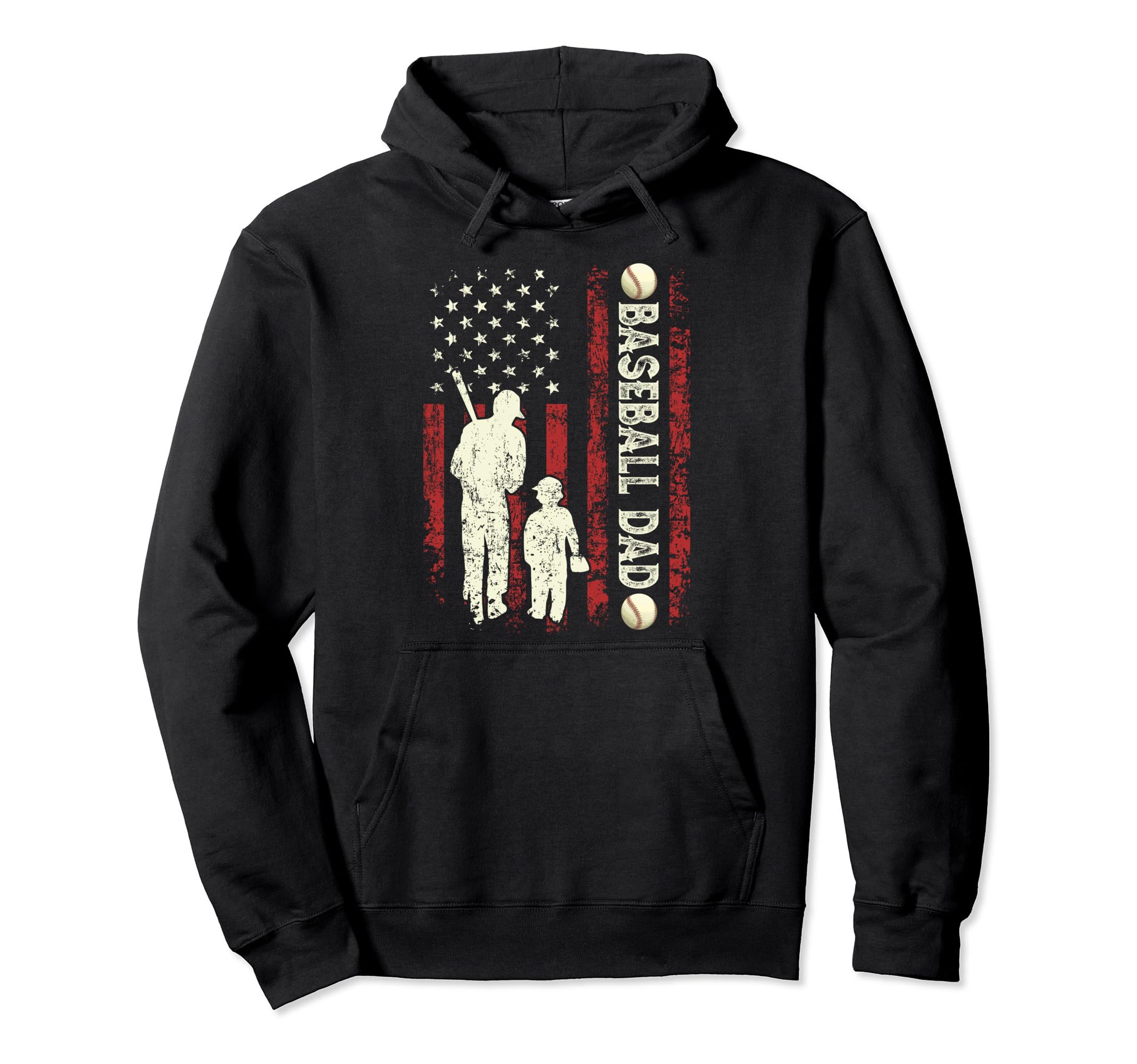 Fathers Day Baseball Dad Usa Flag Gifts Dad Hoodie - Trendy Graphic Unisex - T-Shirt, Sweatshirt, Hoodie