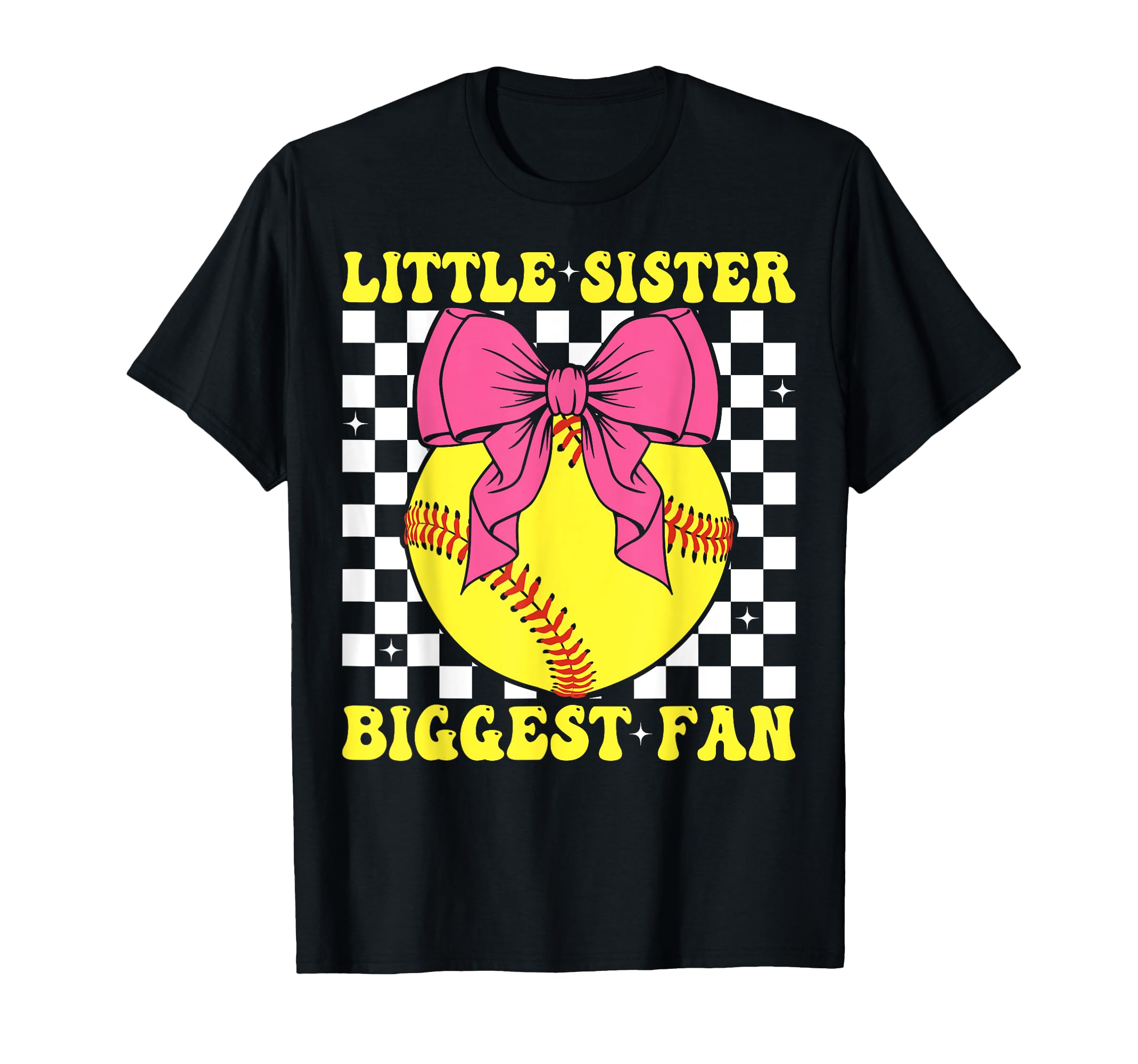 Little Sister Biggest Fan Softball T-Shirt - Aesthetic Graphic for Adults - T-Shirt, Sweatshirt, Hoodie