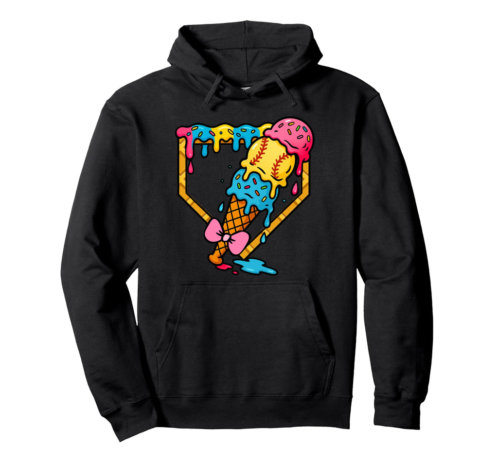 Fun Baseball Mama Coquette Ice Hoodie - Casual Everyday Wear Men Women - T-Shirt, Sweatshirt, Hoodie