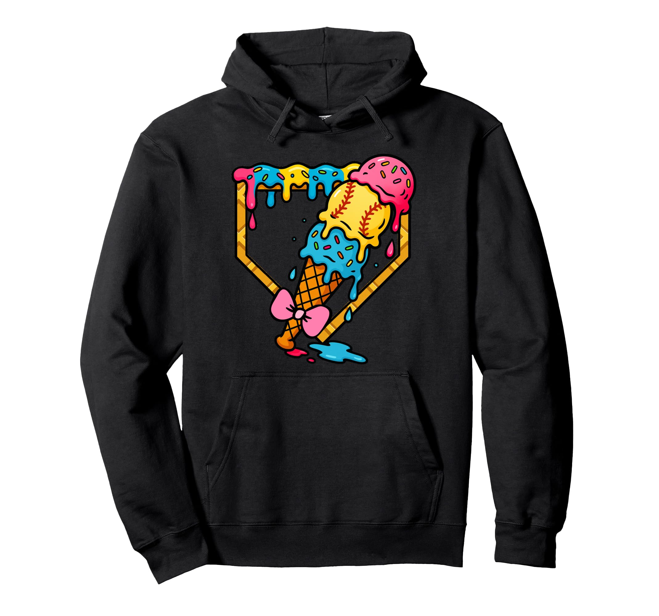 Fun Baseball Mama Coquette Ice Hoodie - Casual Everyday Wear Men Women - T-Shirt, Sweatshirt, Hoodie