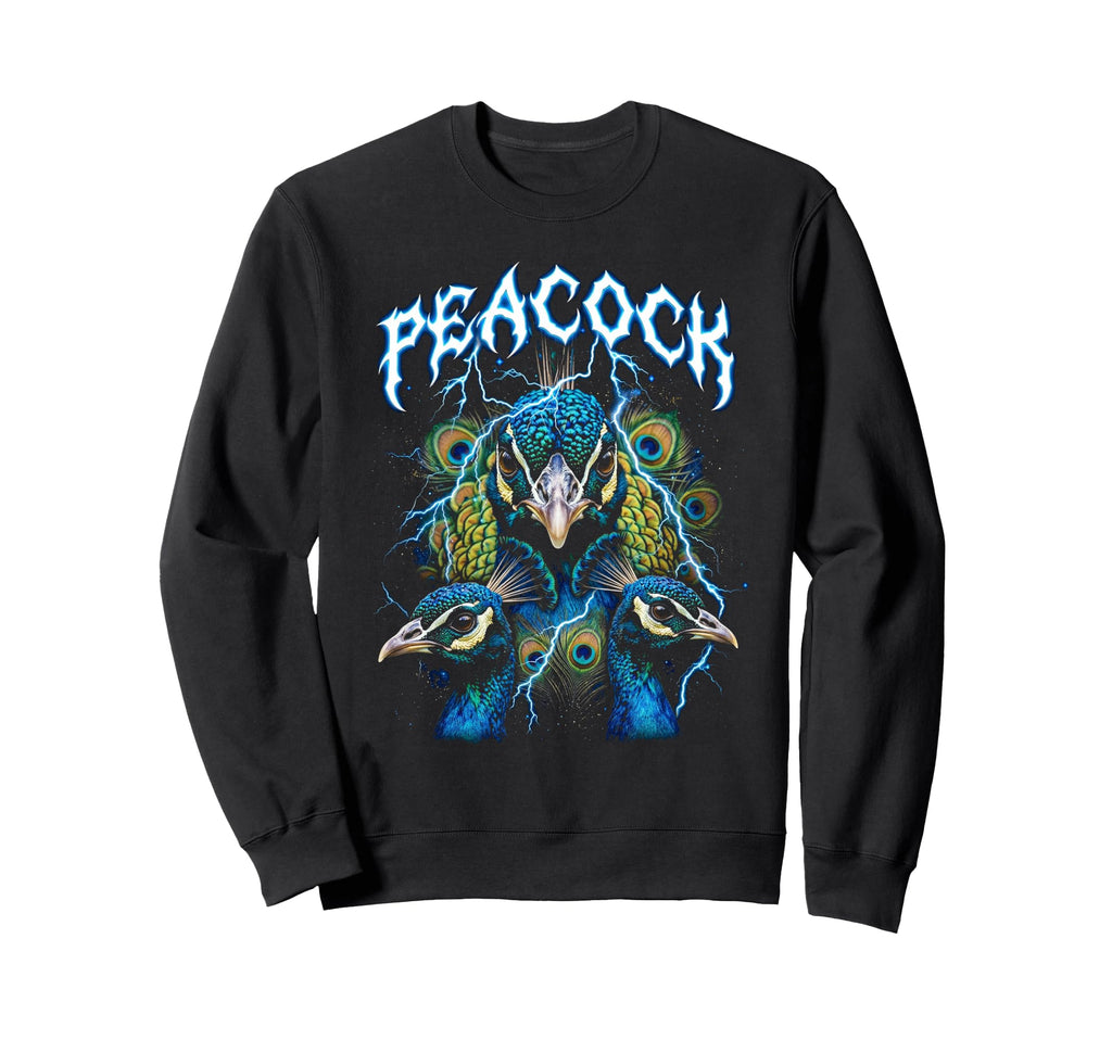Peacock 90S Heavy Metal Peacock Bird Sweatshirt - Trendy Graphic Unisex - T-Shirt, Sweatshirt, Hoodie
