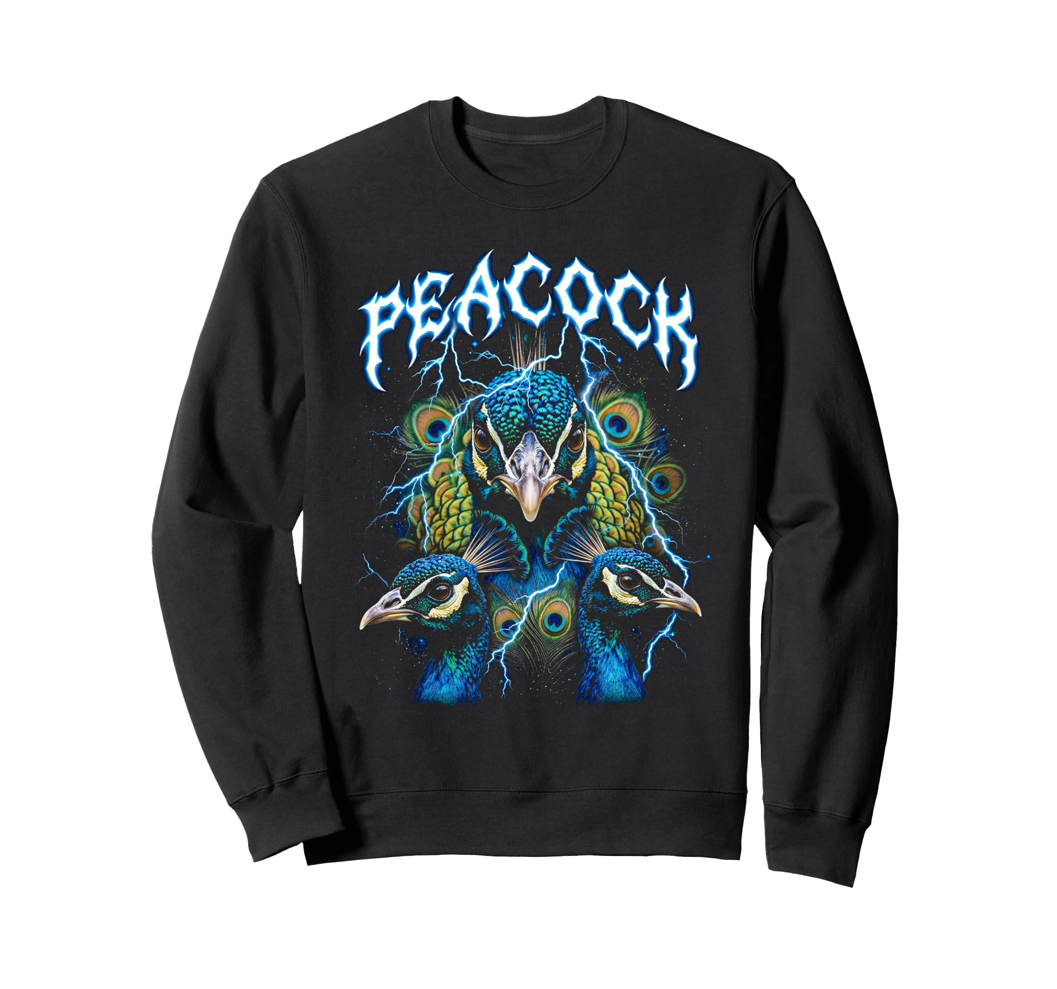 Peacock 90S Heavy Metal Peacock Bird Sweatshirt - Trendy Graphic Unisex - T-Shirt, Sweatshirt, Hoodie