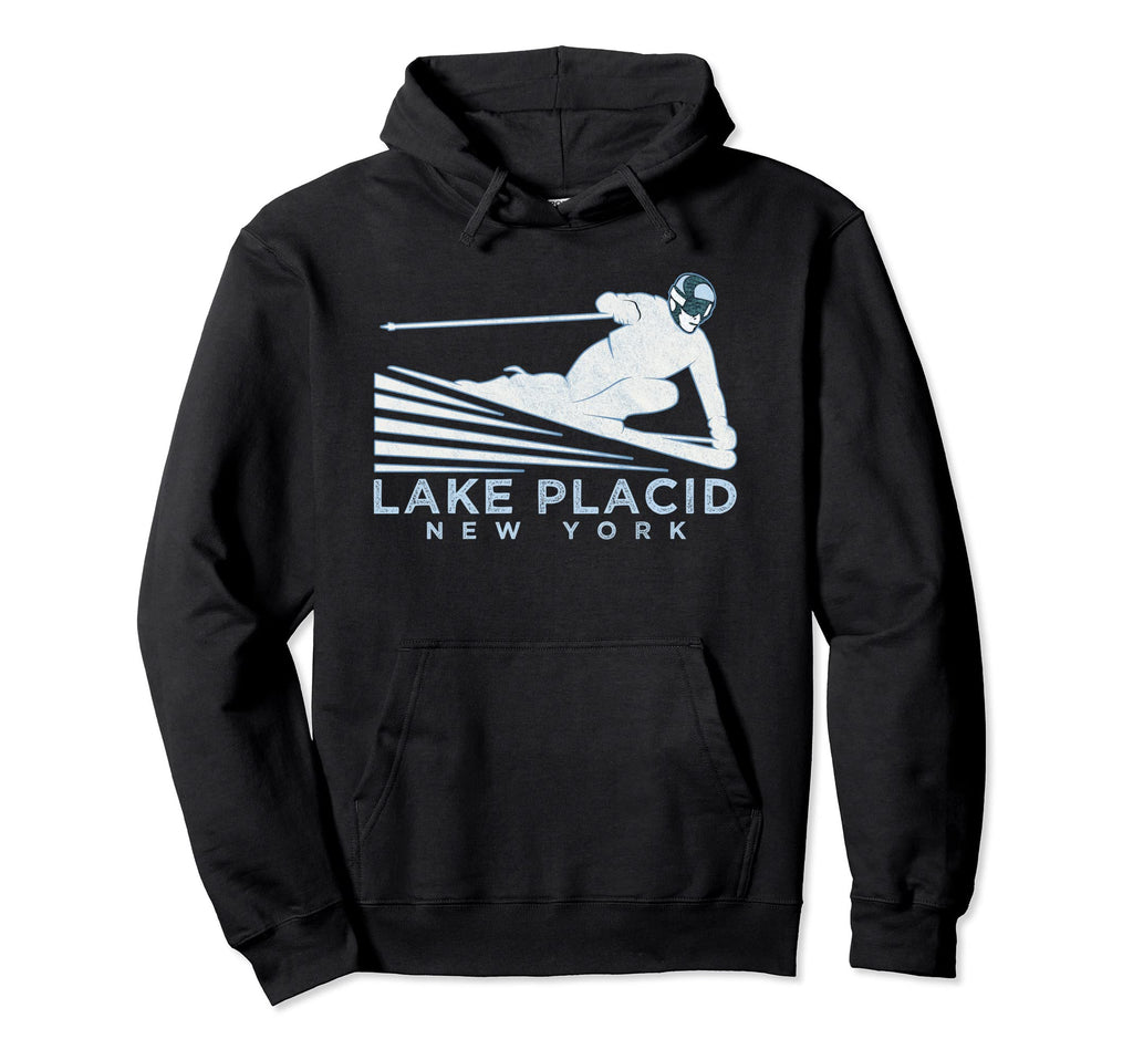 Ski Lake Placid Ny Illustration Snow Ski Hoodie - Unique Graphic for Adults - T-Shirt, Sweatshirt, Hoodie