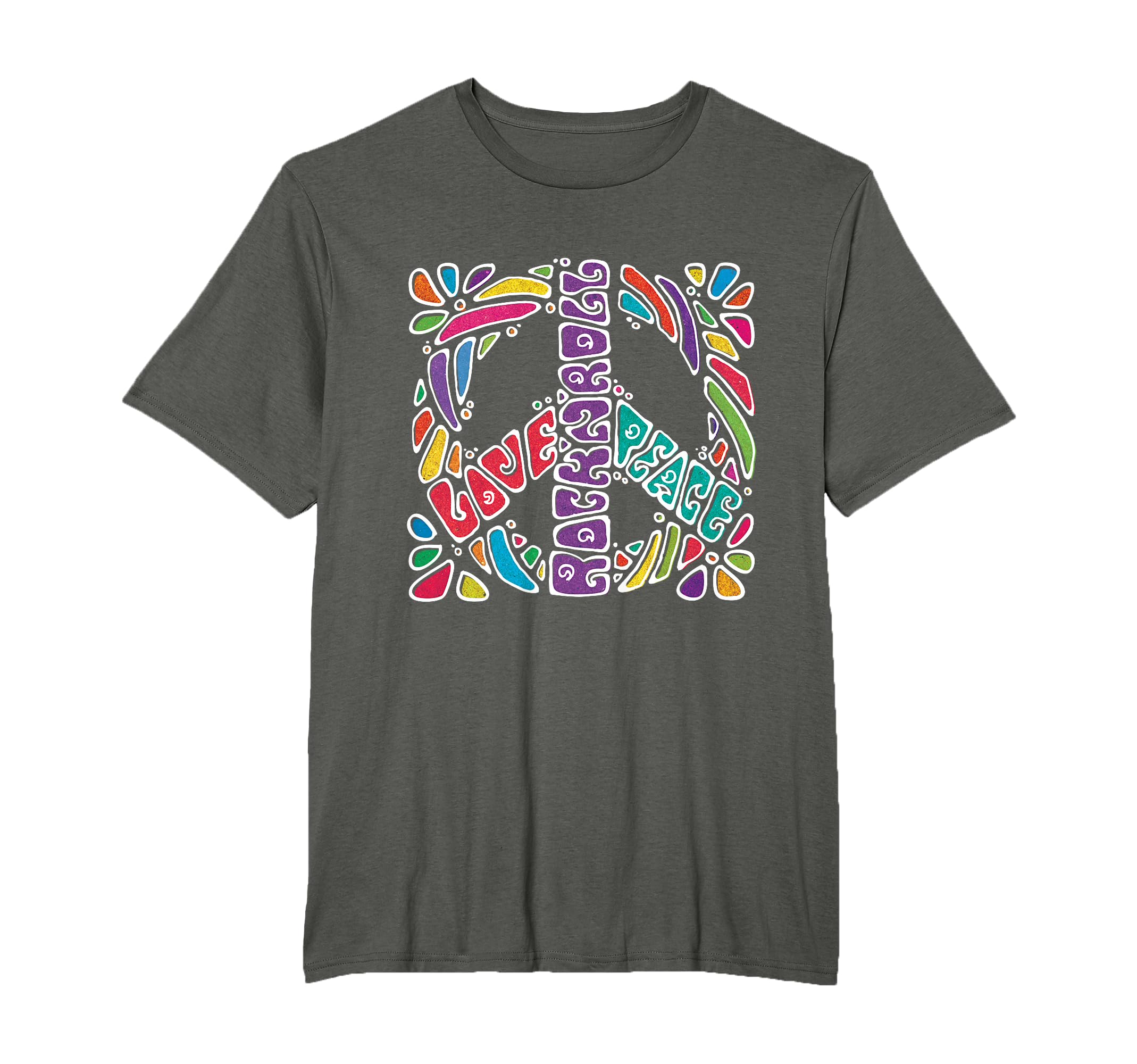 Peace Love Rock And Roll Music Hippie T-Shirt - Minimalist Print Men Women - T-Shirt, Sweatshirt, Hoodie