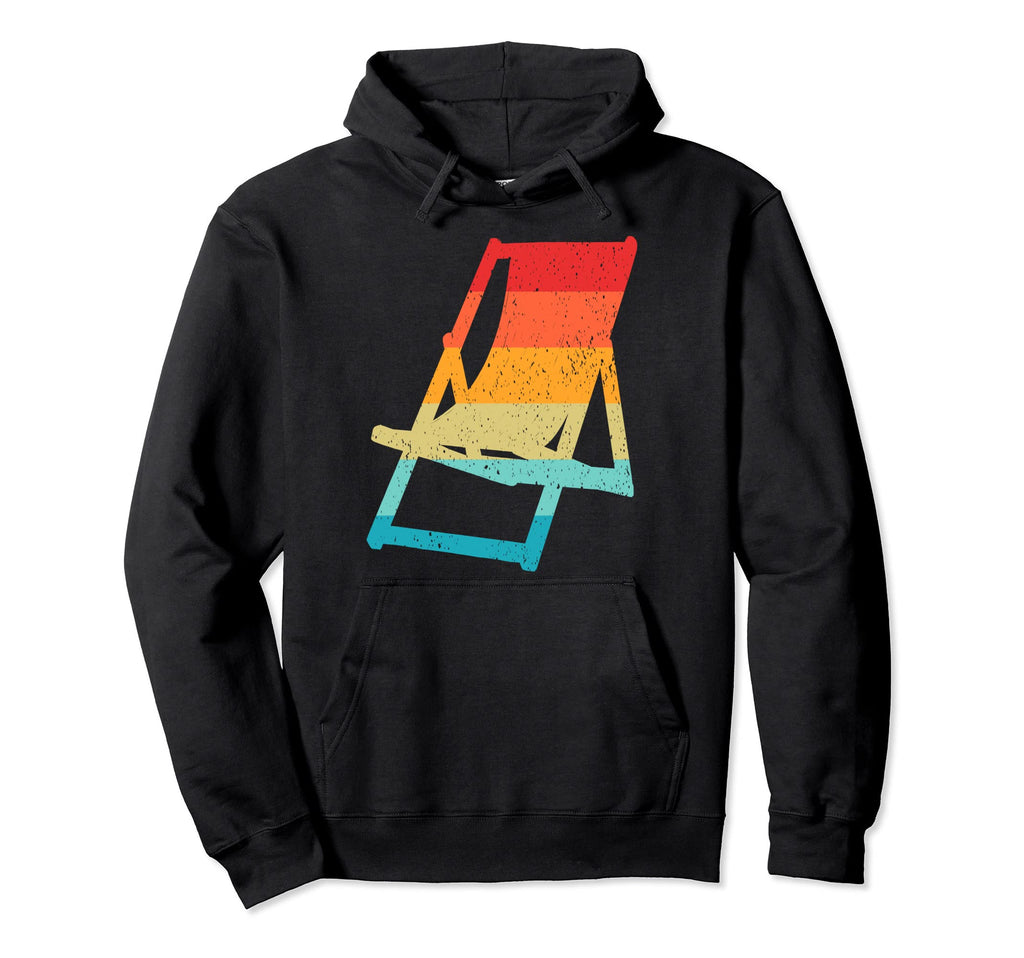 Beach Chair Silhouette 80S Distressed Hoodie - Unique Graphic Unisex - T-Shirt, Sweatshirt, Hoodie