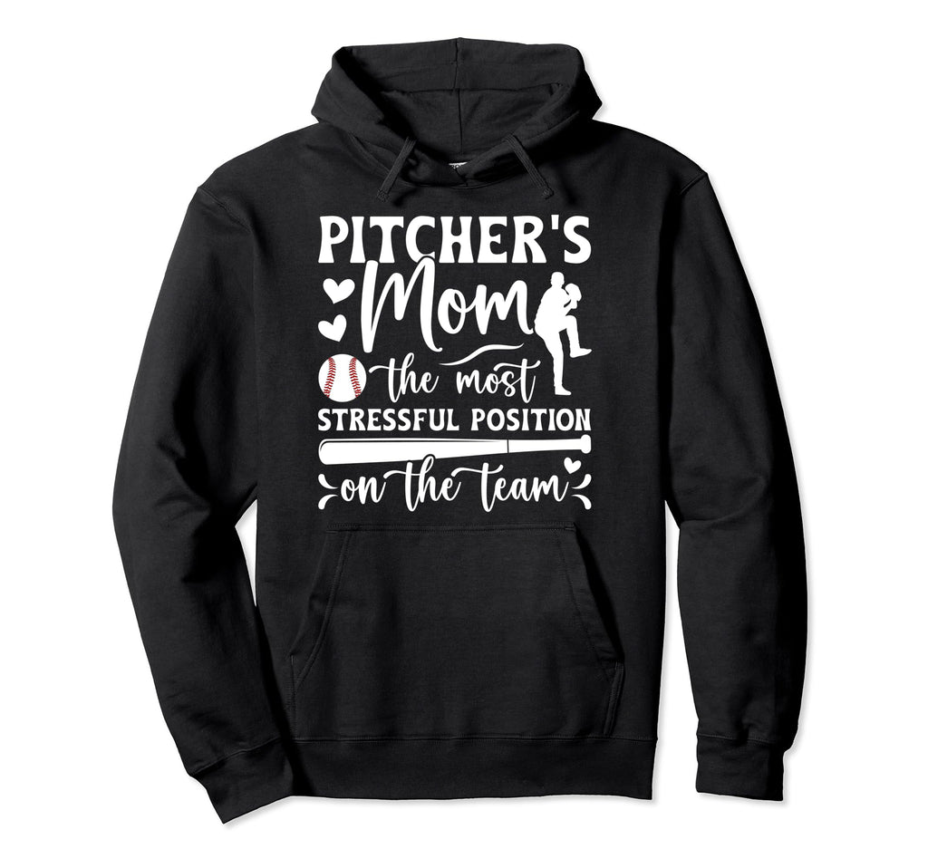 Baseball Pitcher Mom Funny Mom Baseball Hoodie - Graphic Print for Adults - T-Shirt, Sweatshirt, Hoodie