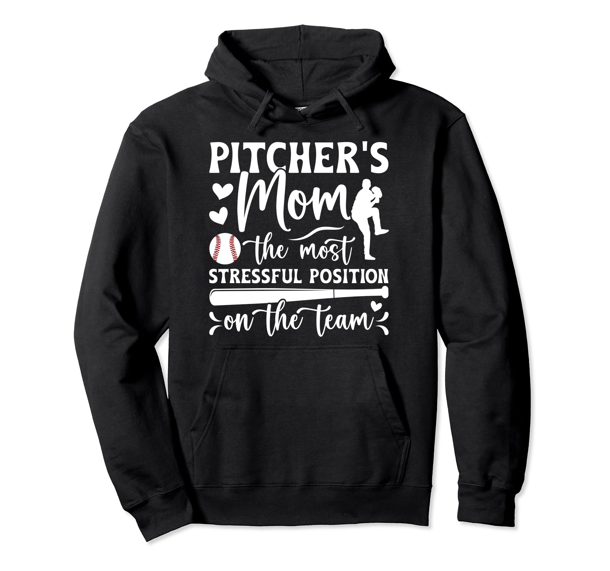 Baseball Pitcher Mom Funny Mom Baseball Hoodie - Graphic Print for Adults - T-Shirt, Sweatshirt, Hoodie