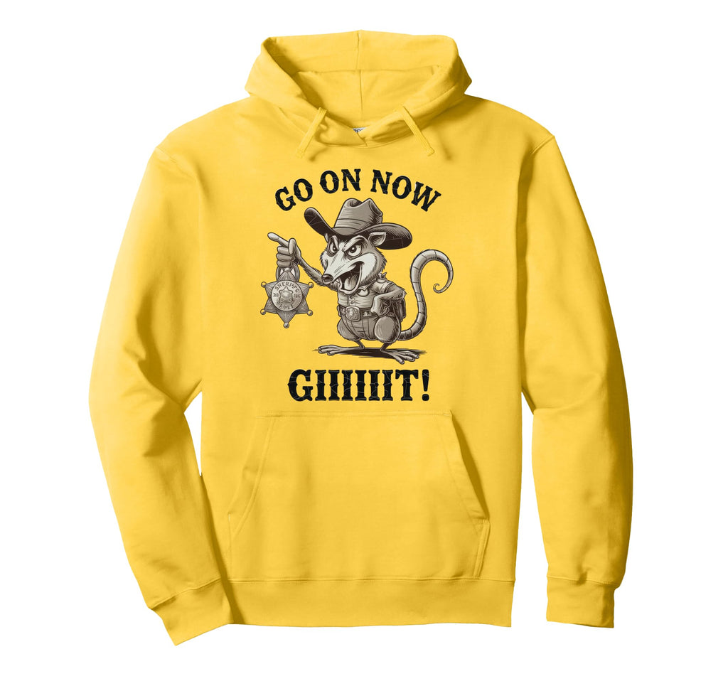Go Now Git Cowboy Opossum Country Western Hoodie - Graphic Print Unisex - T-Shirt, Sweatshirt, Hoodie