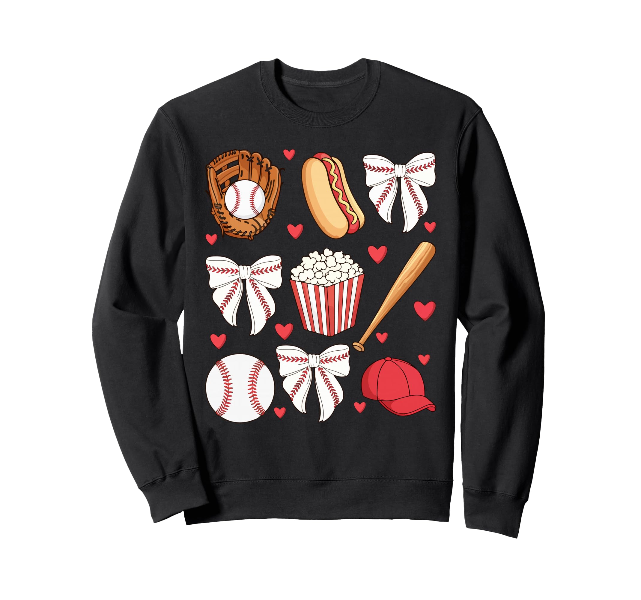 Baseball Bow Baseball Mom Mama Sweatshirt - Fun Novelty Design Men Women - T-Shirt, Sweatshirt, Hoodie